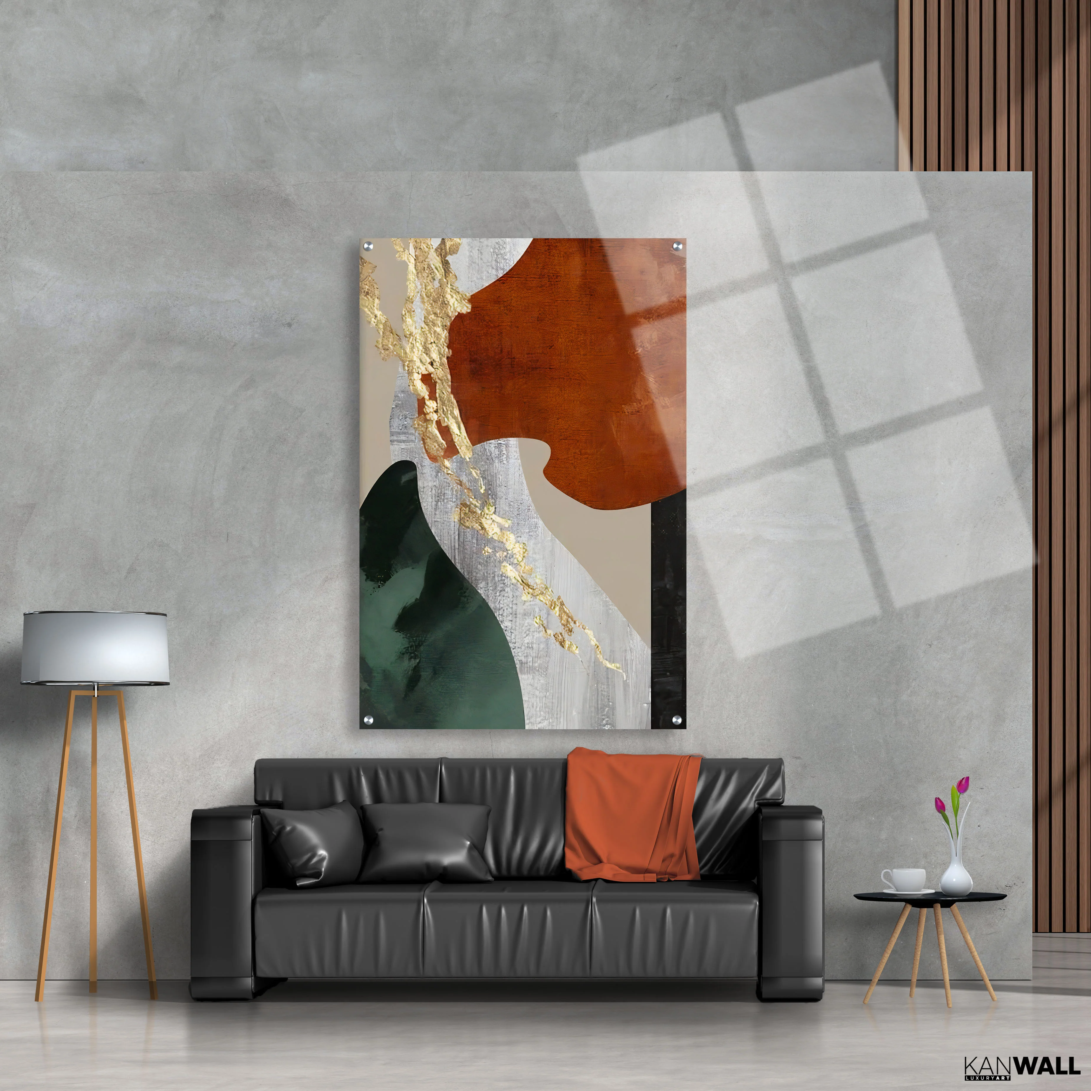 Canvas | Plexiglas Schilderij - Abstract Orange Black - Image 4