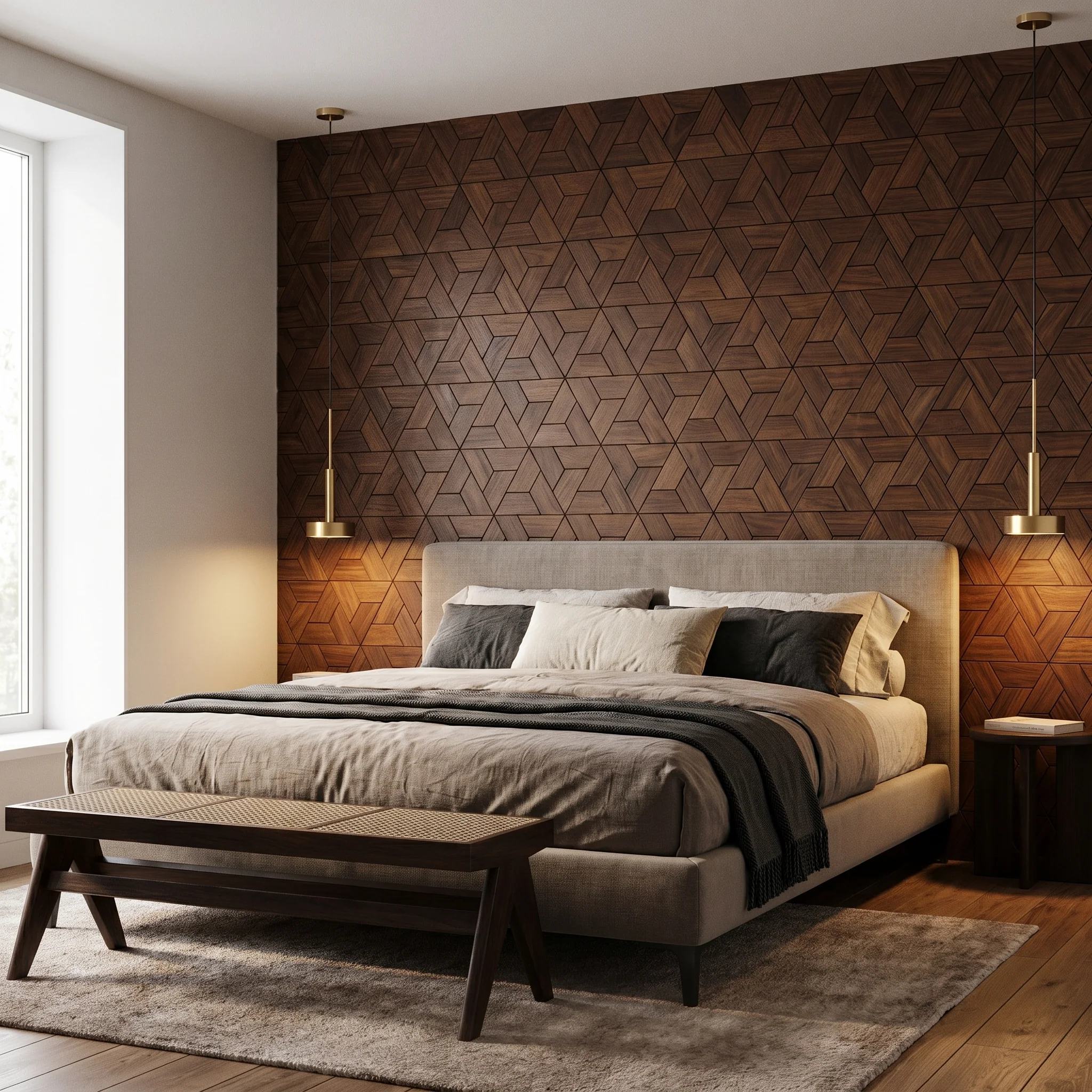 Decoratief Houten Wandpaneel | Aster - Smoked Brown | 60×60 cm | Amerikaans Notenhout - Image 4