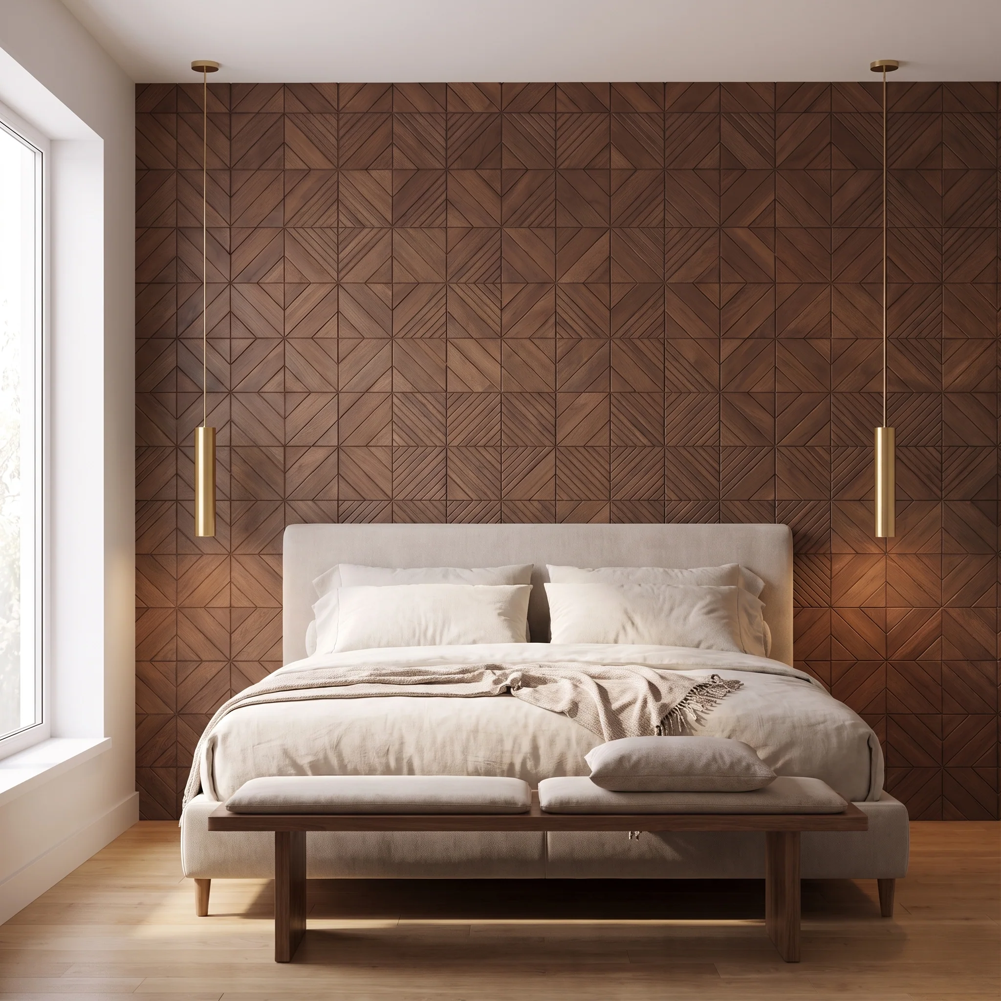Decoratief Houten Wandpaneel | Clover - Brown | 60×60 cm | Amerikaans Notenhout - Image 4