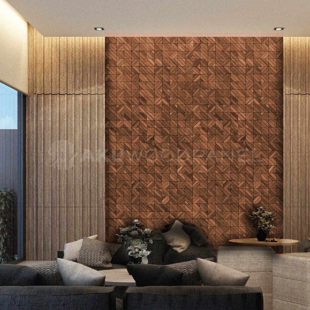 Decoratief Houten Wandpaneel | Clover - Brown | 60×60 cm | Amerikaans Notenhout - Image 5