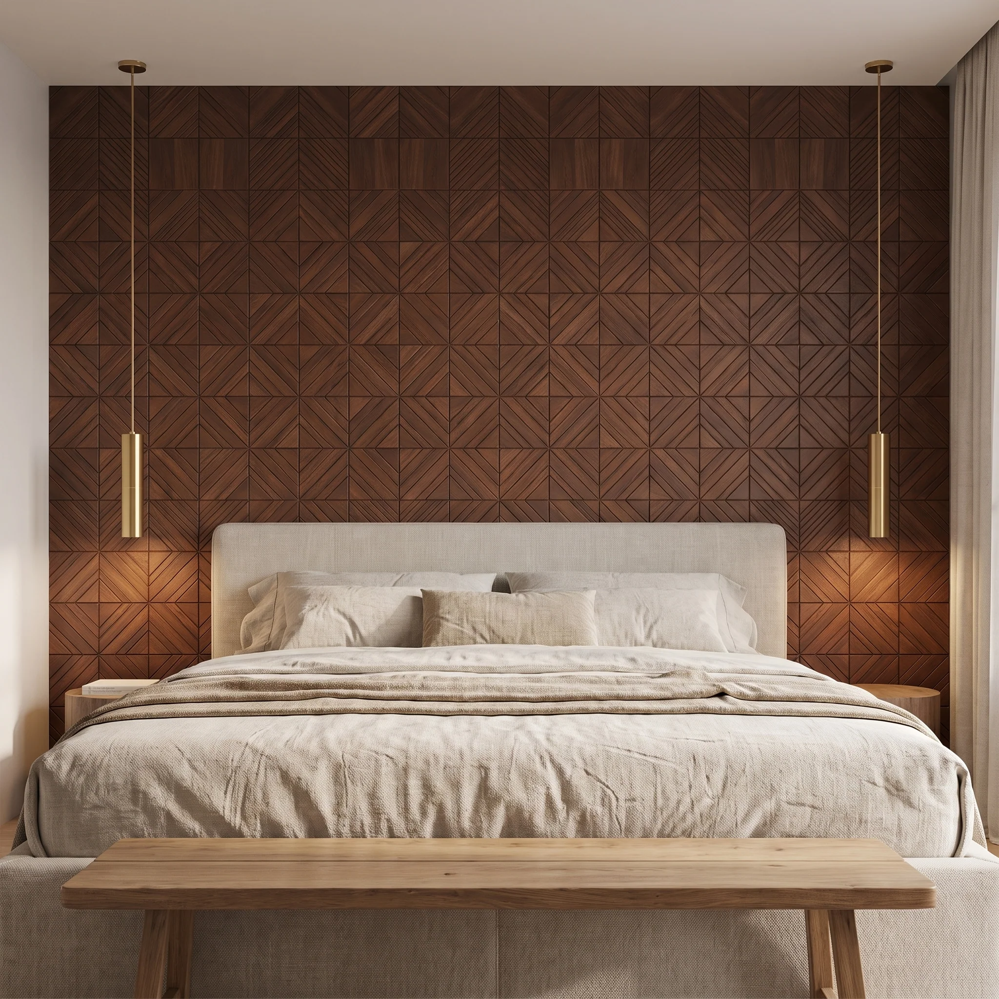 Decoratief Houten Wandpaneel | Clover - Smoked Brown | 60×60 cm | Amerikaans Notenhout - Image 4