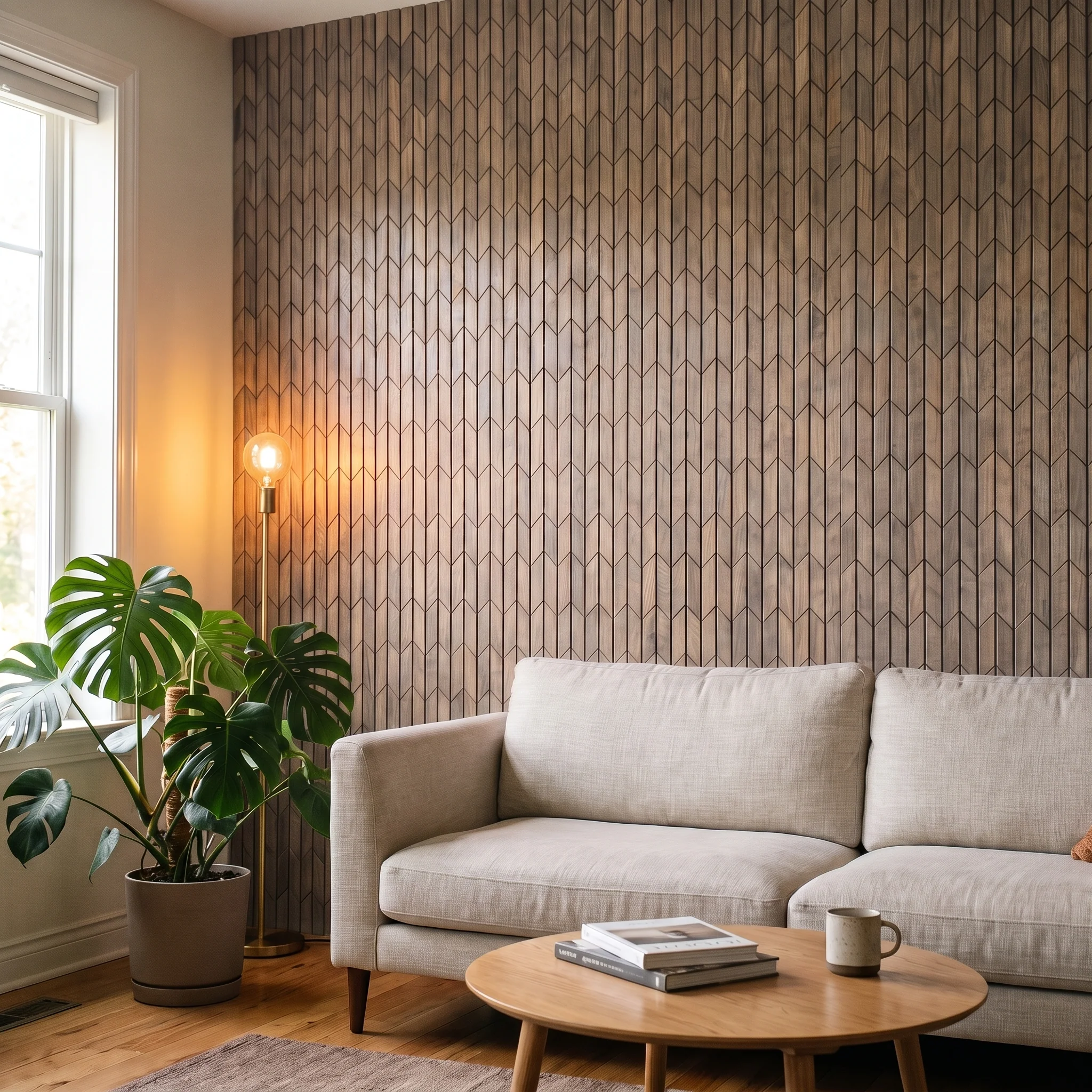 Decoratief Houten Wandpaneel | Crimson - Pearl White | 60×60 cm | Amerikaans Notenhout - Image 3