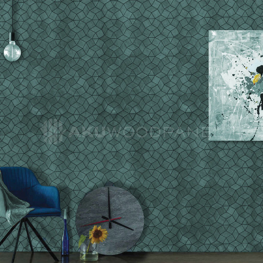 Decoratief Houten Wandpaneel | Gardenia - Cadet Blue | 60×60 cm | Amerikaans Notenhout - Image 5