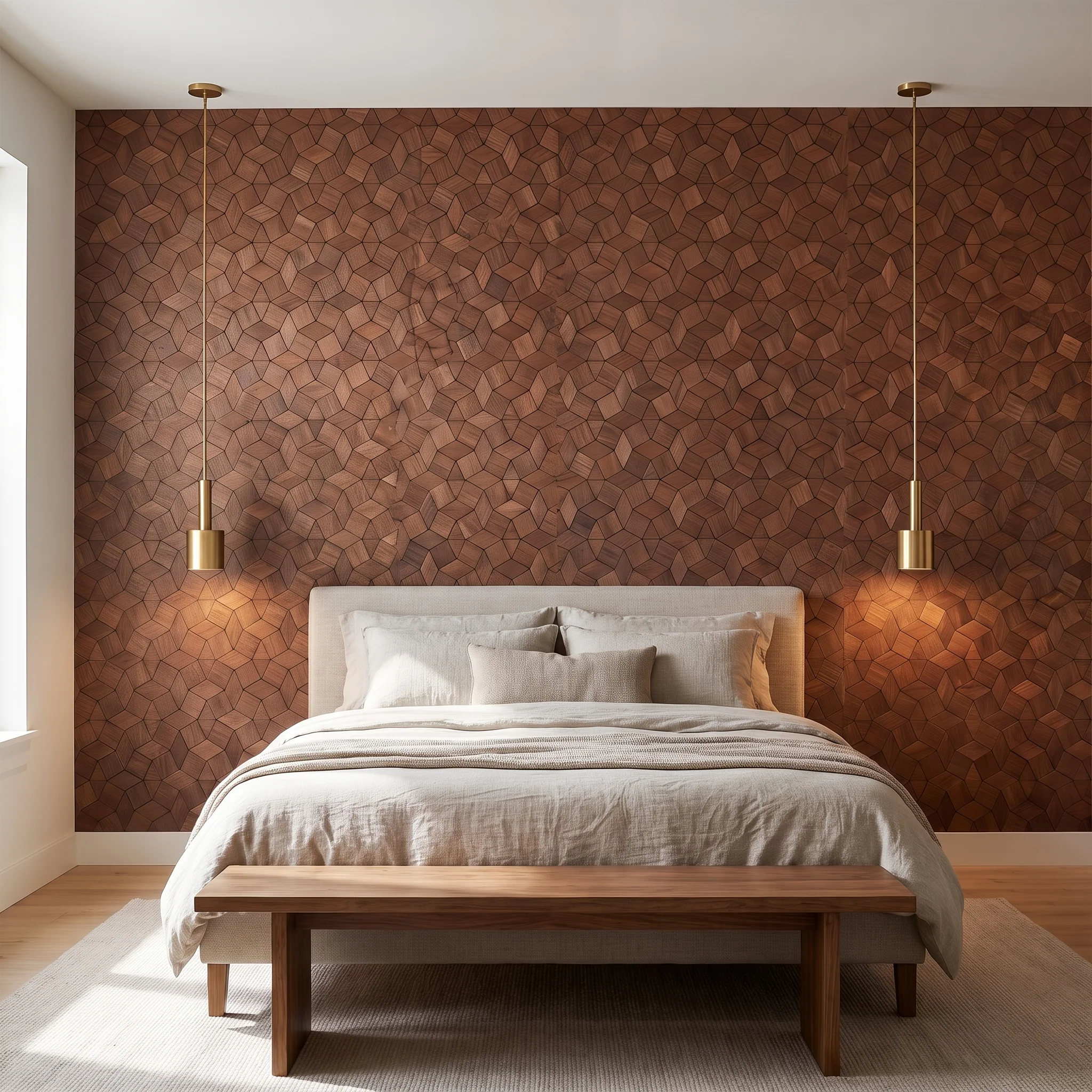 Decoratief Houten Wandpaneel | Gardenia - Smoked Brown | 60×60 cm | Amerikaans Notenhout - Image 4