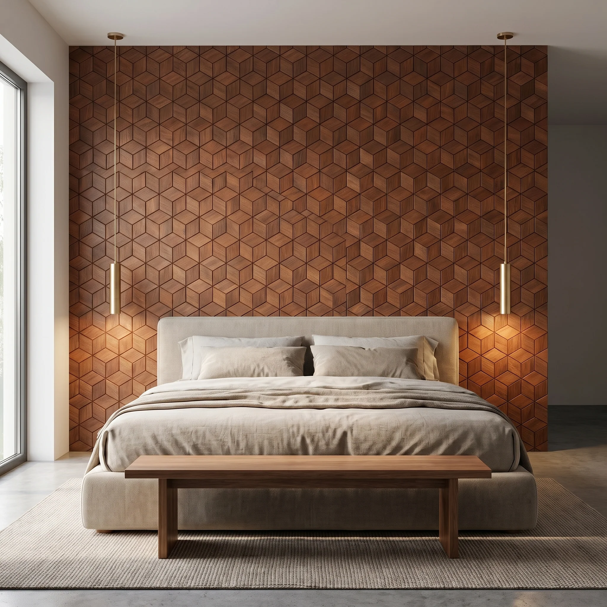 Decoratief Houten Wandpaneel | Lobelia - Rust Copper | 60×60 cm | Amerikaans Notenhout - Image 4