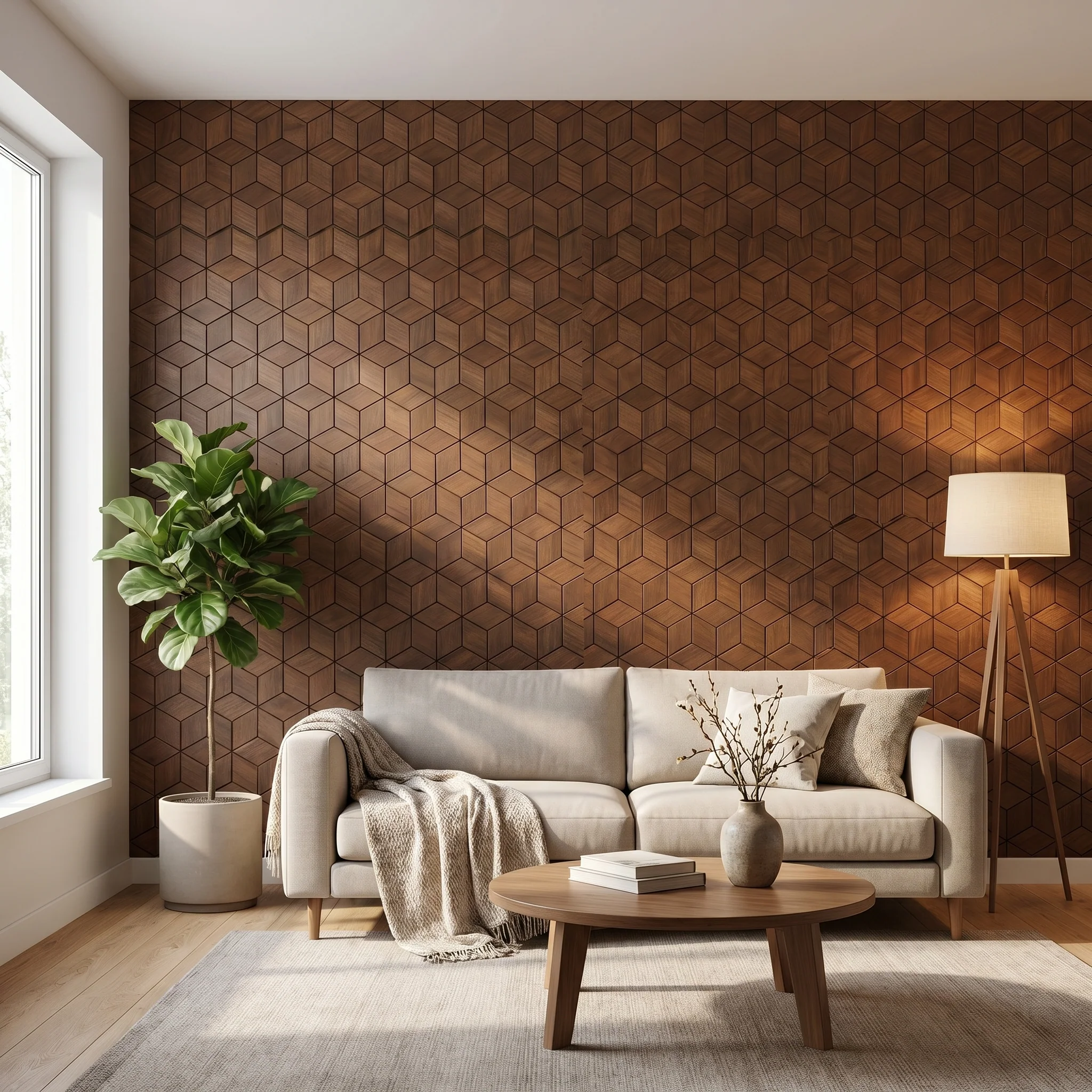 Decoratief Houten Wandpaneel | Lobelia - Smoked Brown | 60×60 cm | Amerikaans Notenhout - Image 4