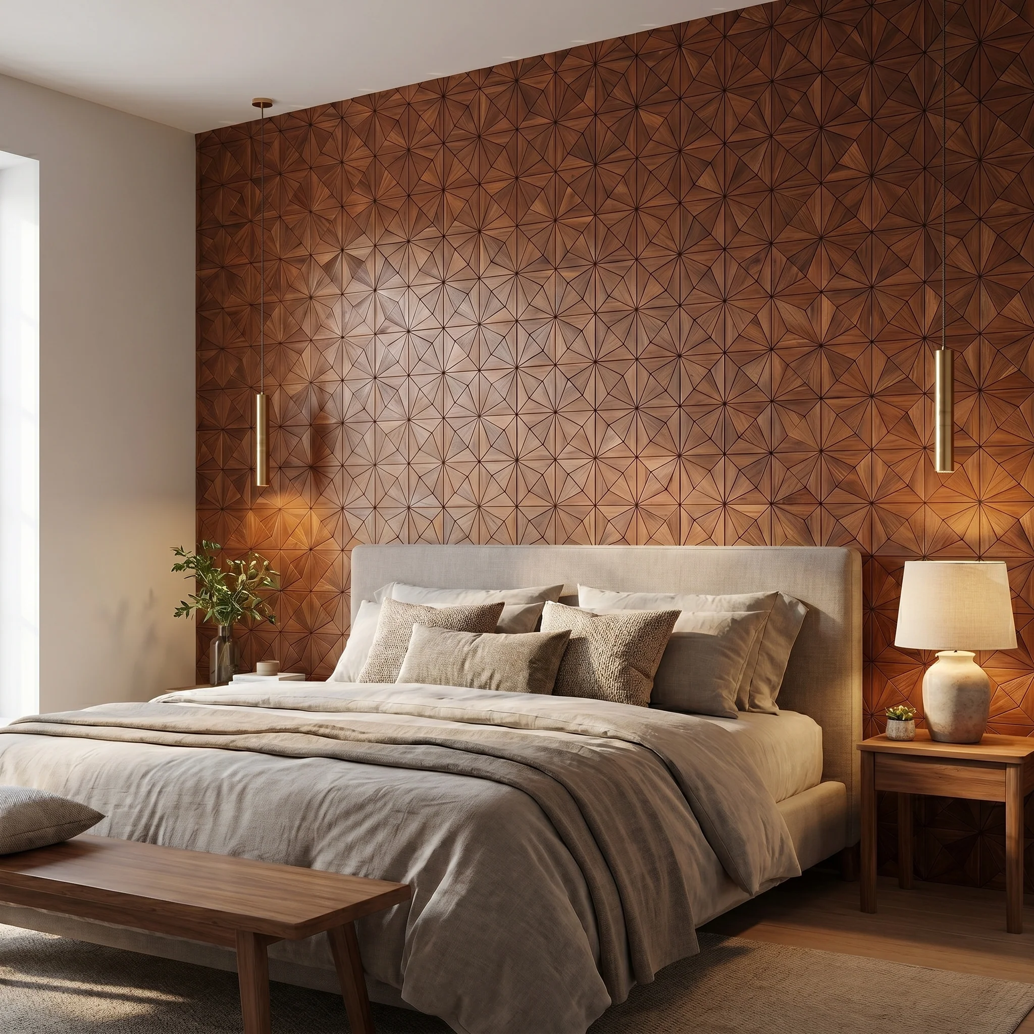 Decoratief Houten Wandpaneel | Nolan - Brown | 60×60 cm | Amerikaans Notenhout