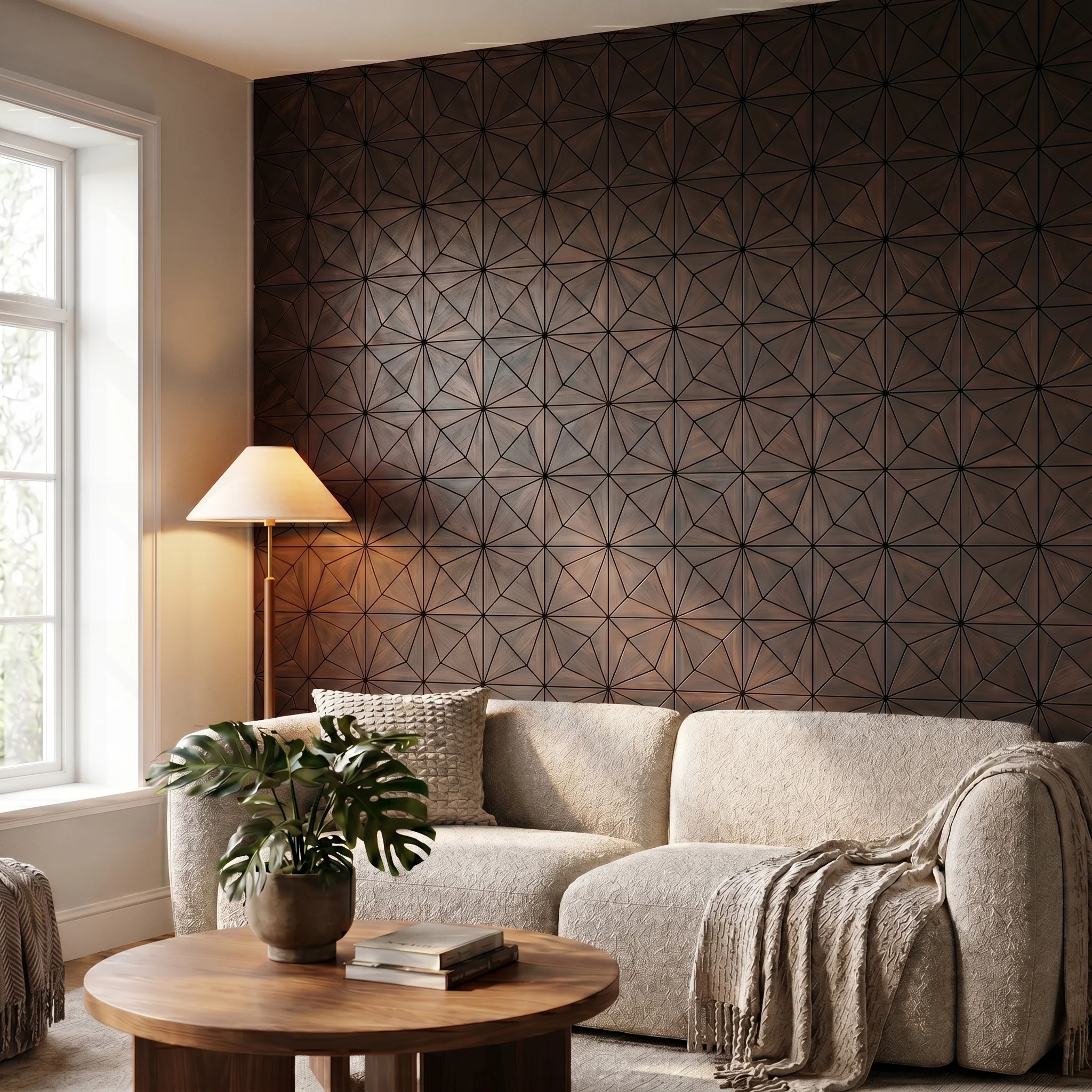 Decoratief Houten Wandpaneel | Nolan - Rose Black | 60×60 cm | Amerikaans Notenhout