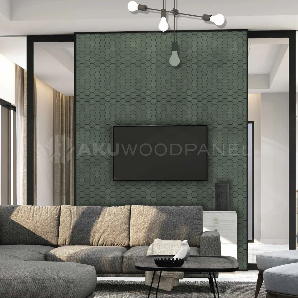 Decoratief Houten Wandpaneel | Snowdrop - Cadet Blue | 60×60 cm | Amerikaans Notenhout - Image 5