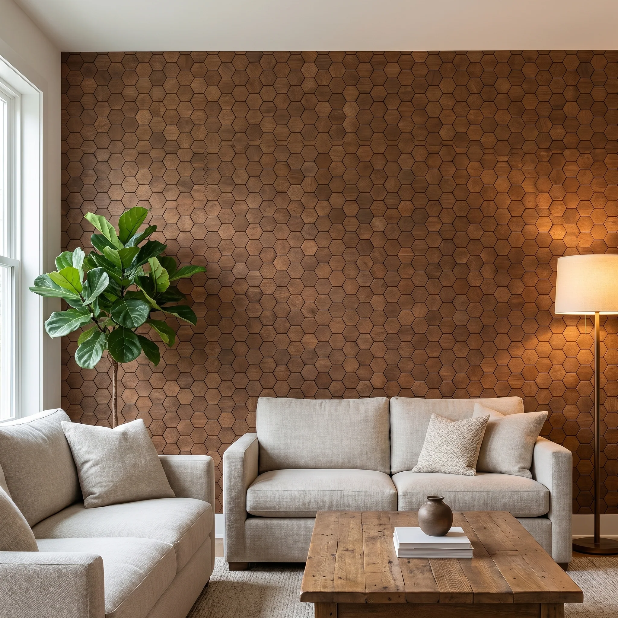 Decoratief Houten Wandpaneel | Snowdrop - Smoked Brown | 60×60 cm | Amerikaans Notenhout - Image 3