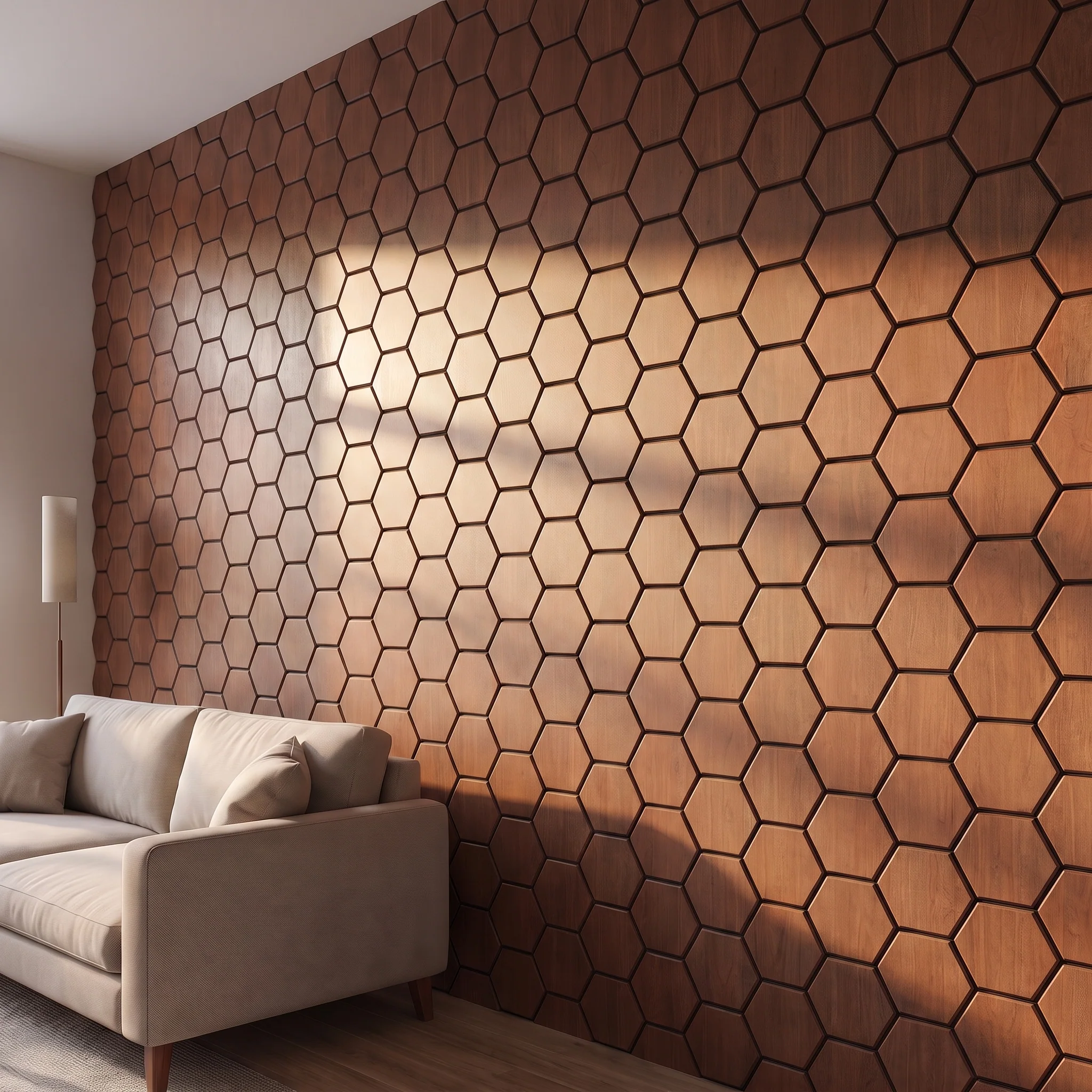 Hexagon Panel Gerookt Eiken 81CM | Akoestisch | Wanddecor | Zeshoekig - Image 3