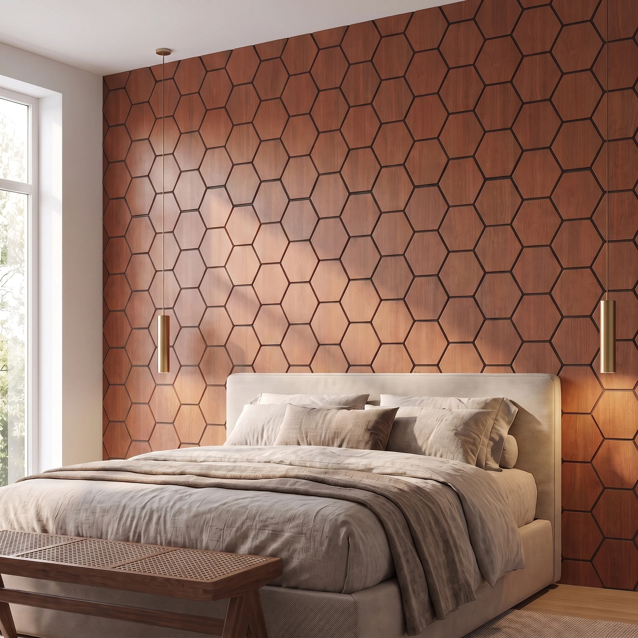 Hexagon Panel Gerookt Eiken 81CM | Akoestisch | Wanddecor | Zeshoekig - Image 7