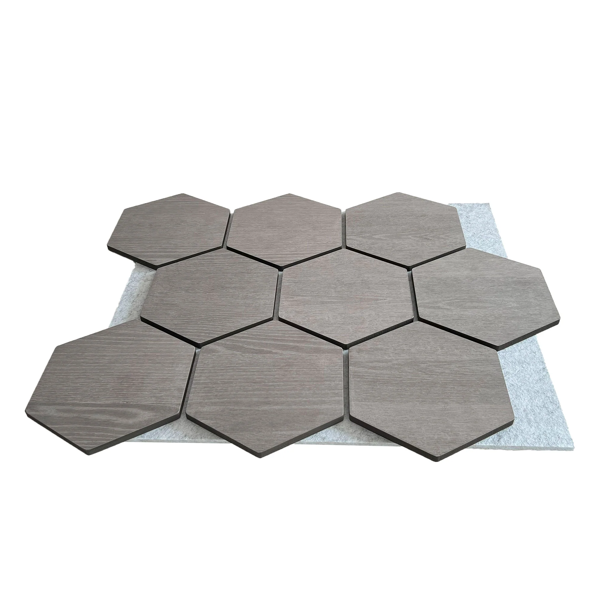 Hexagon Panel Grijs Walnoot met Grijs Vilt 81CM | Akoestisch | Wanddecor | Zeshoekig - Image 4