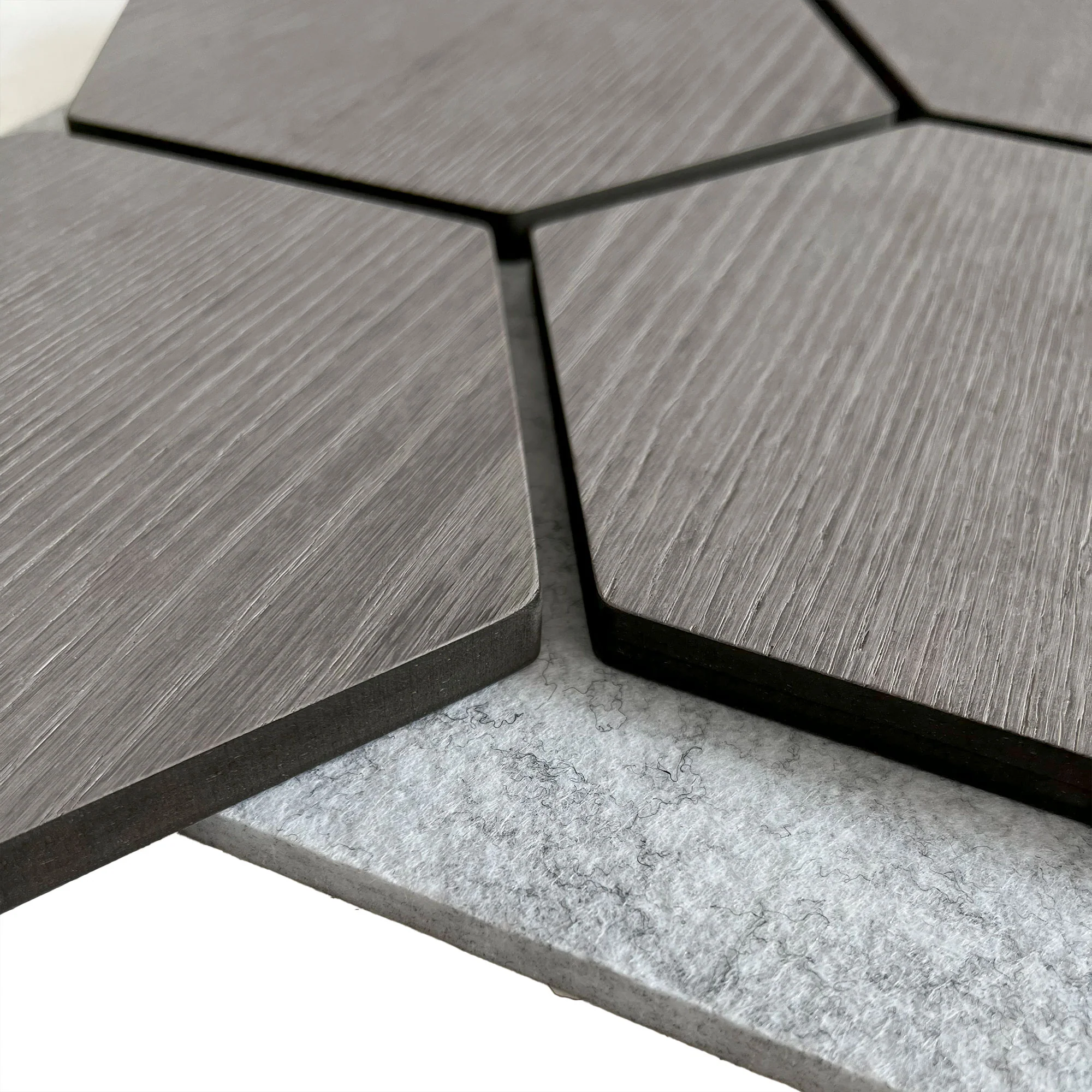 Hexagon Panel Grijs Walnoot met Grijs Vilt 81CM | Akoestisch | Wanddecor | Zeshoekig - Image 8