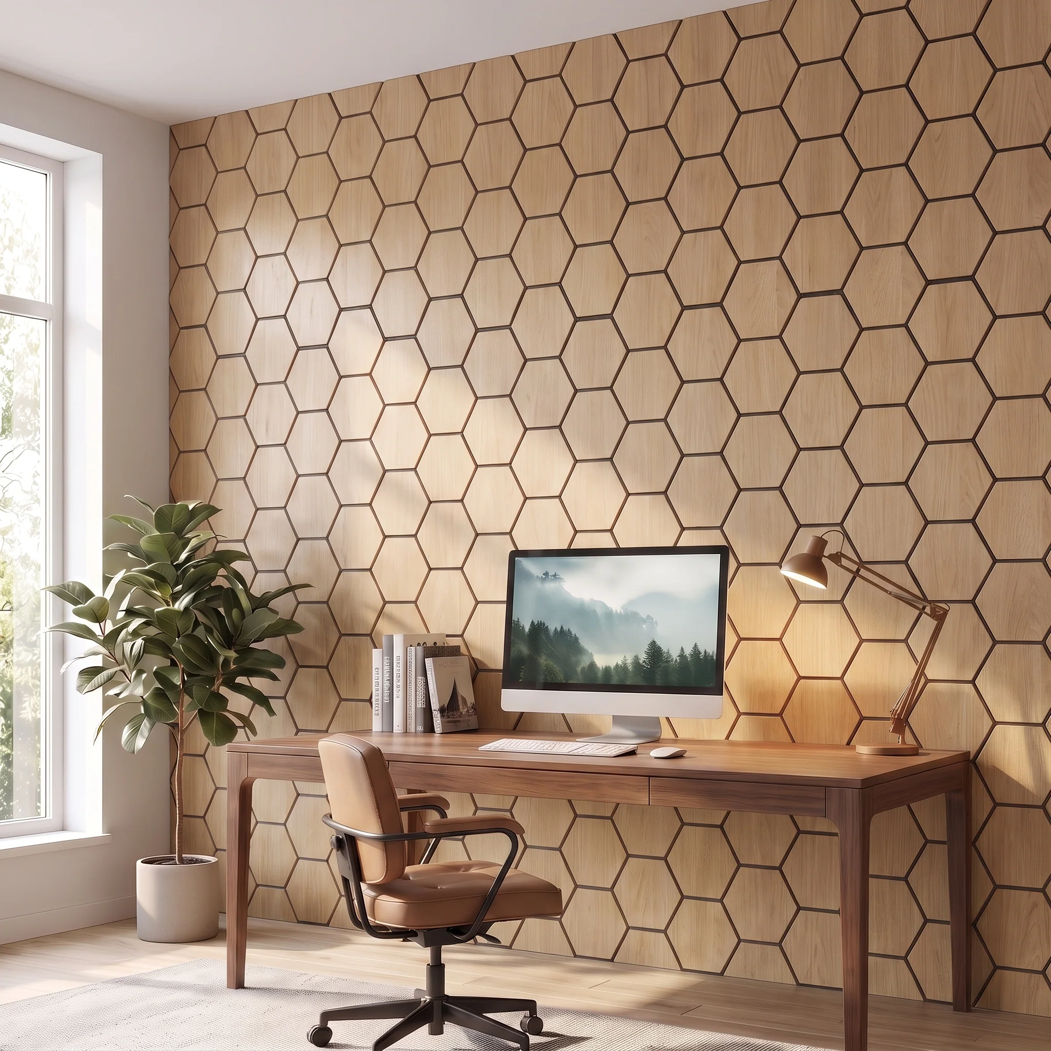 Hexagon Panel Naturel Eiken 81CM | Akoestisch | Wanddecor | Zeshoekig - Image 7