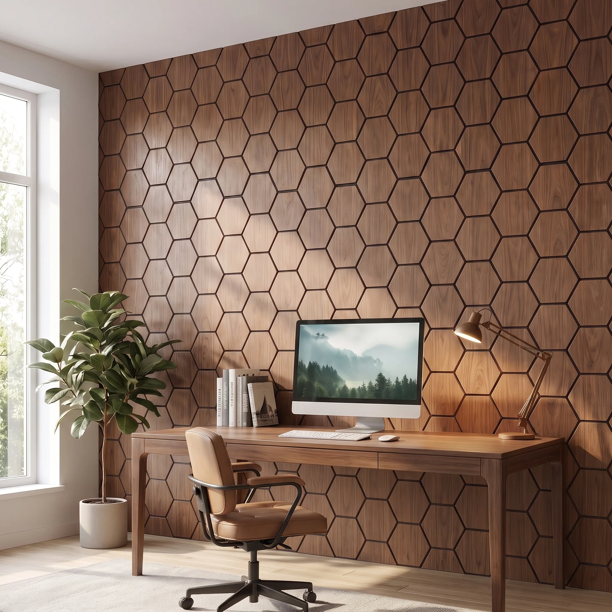 Hexagon Panel Walnoot 81CM | Akoestisch | Wanddecor | Zeshoekig - Image 7