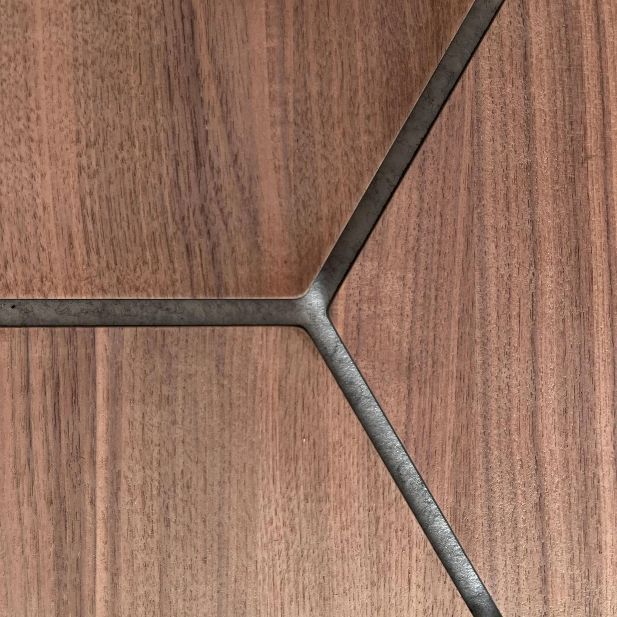 Hexagon Panel Walnoot met Grijs Vilt 81CM | Akoestisch | Wanddecor | Zeshoekig - Image 8