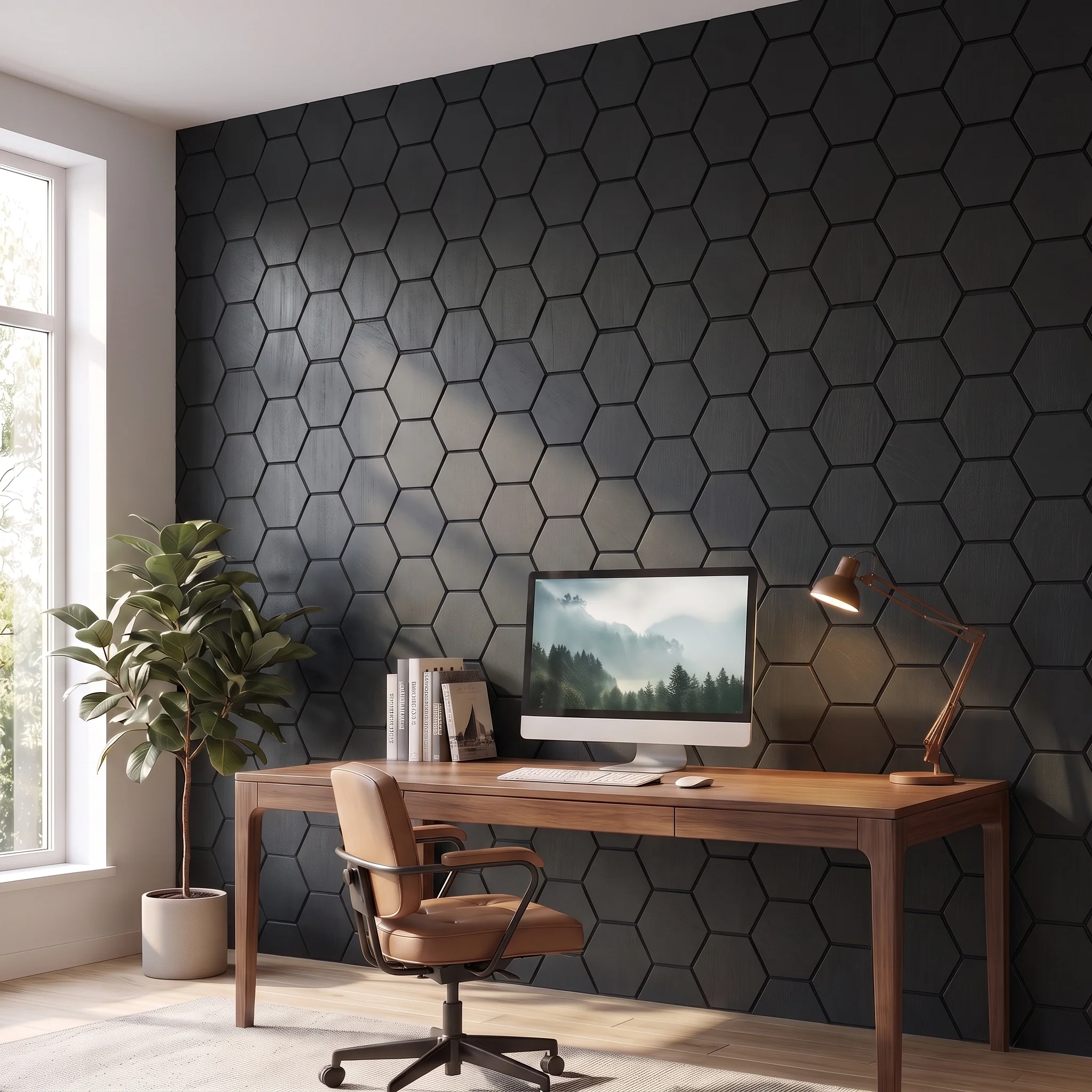 Hexagon Panel Zwart 81CM | Akoestisch | Wanddecor | Zeshoekig - Image 3