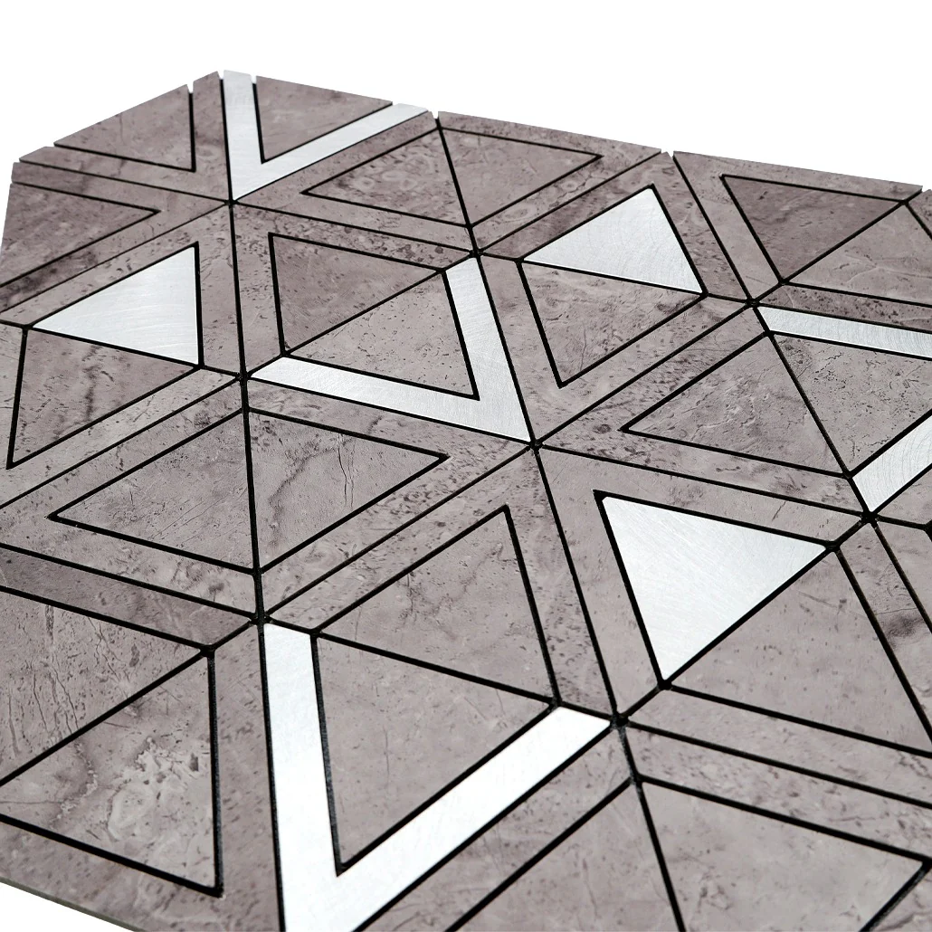 Zelfklevende Mozaïektegels Metaal | Driehoek Grijs Zilver | 28,7×33,1 cm | Keuken, Bad & WC - Image 8