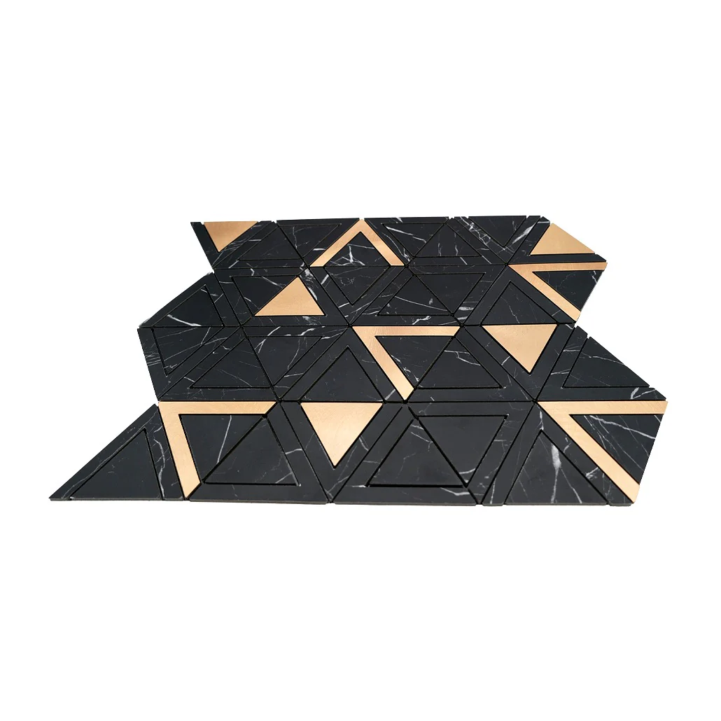 Zelfklevende Mozaïektegels Metaal | Driehoek Zwart Goud | 28,7×33,1 cm | Keuken, Bad & WC - Image 4