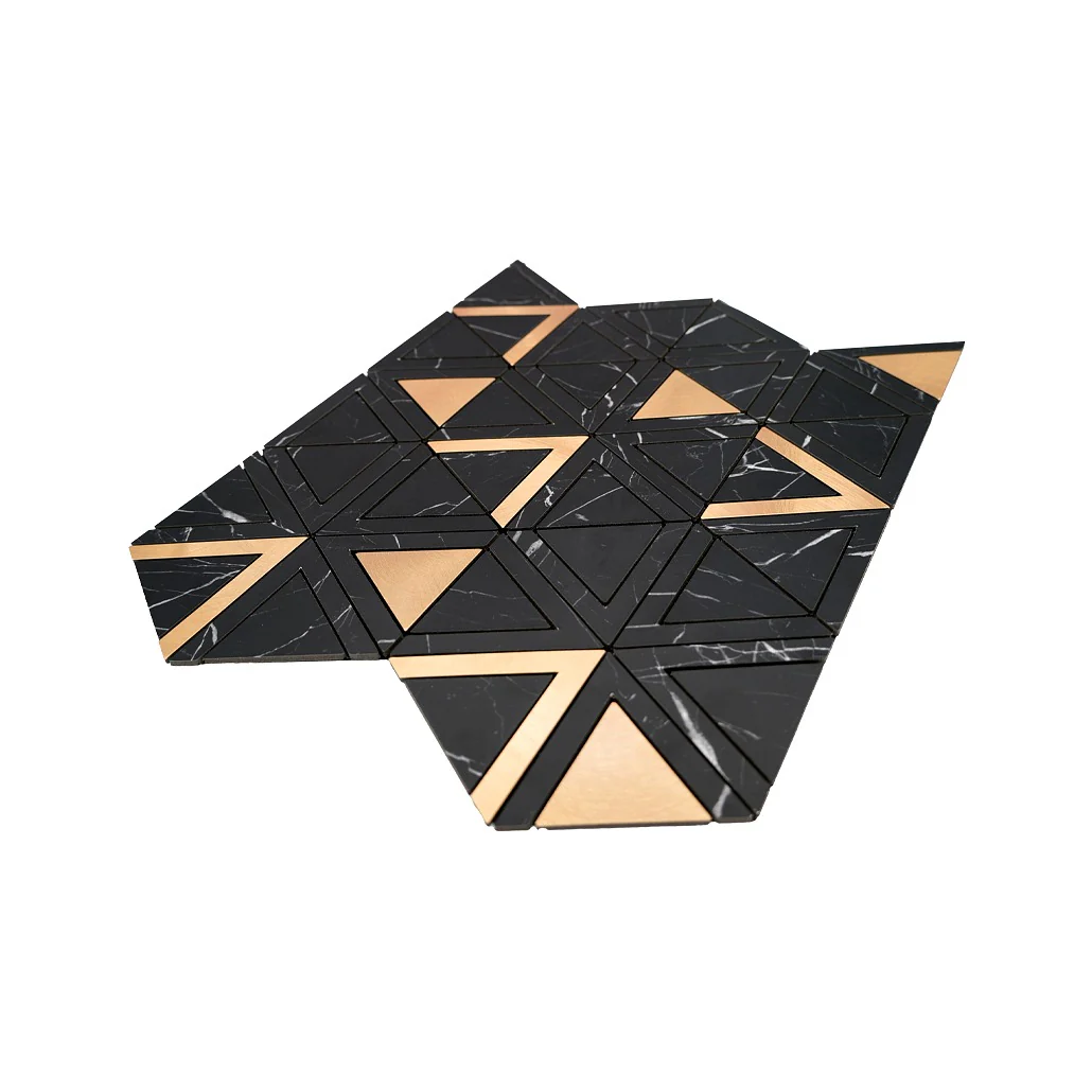 Zelfklevende Mozaïektegels Metaal | Driehoek Zwart Goud | 28,7×33,1 cm | Keuken, Bad & WC - Image 6