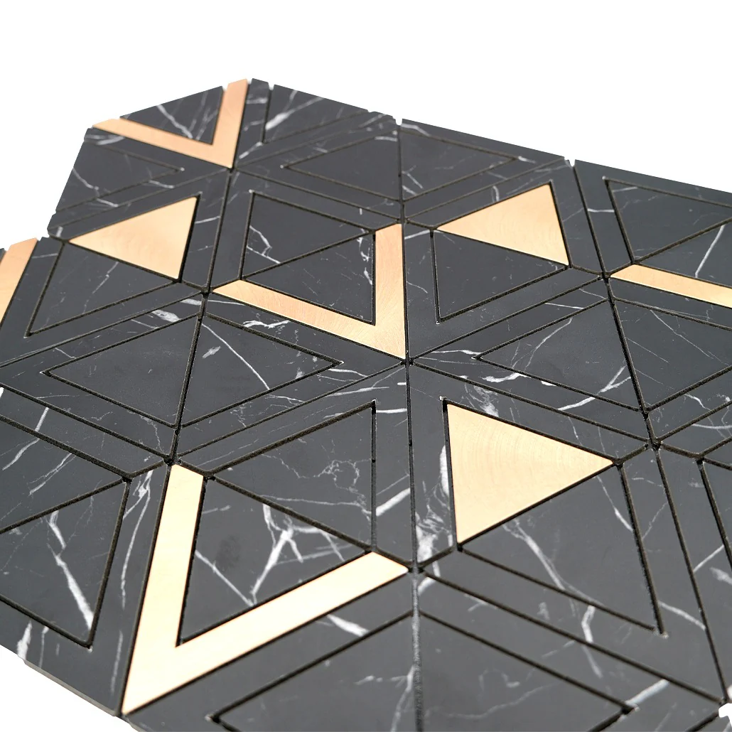 Zelfklevende Mozaïektegels Metaal | Driehoek Zwart Goud | 28,7×33,1 cm | Keuken, Bad & WC - Image 8