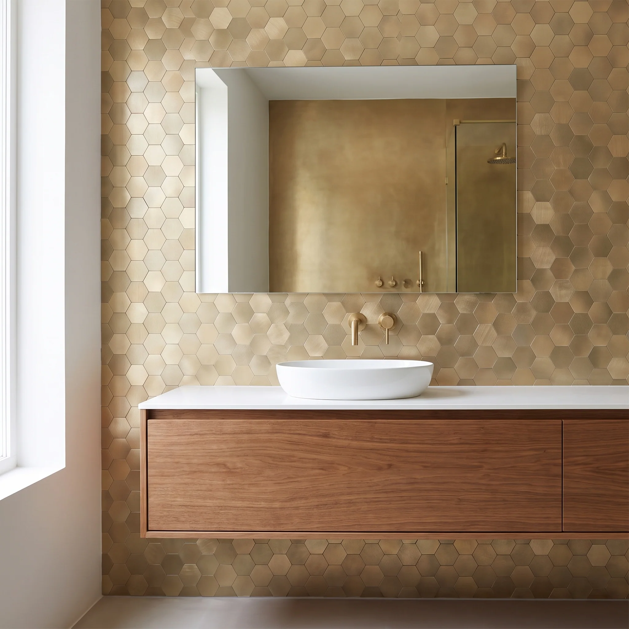 Zelfklevende Mozaïektegels Metaal | Hexagon Goud | 28,8×29,2 cm | Keuken, Bad & WC - Image 3