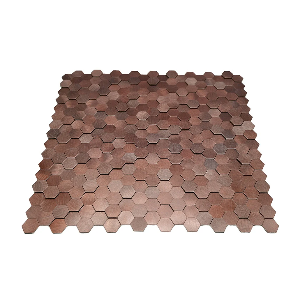 Zelfklevende Mozaïektegels Metaal | Mini Hexagon 3D Donkerkoper | 29,8×30,7 cm | Keuken, Bad & WC - Image 4