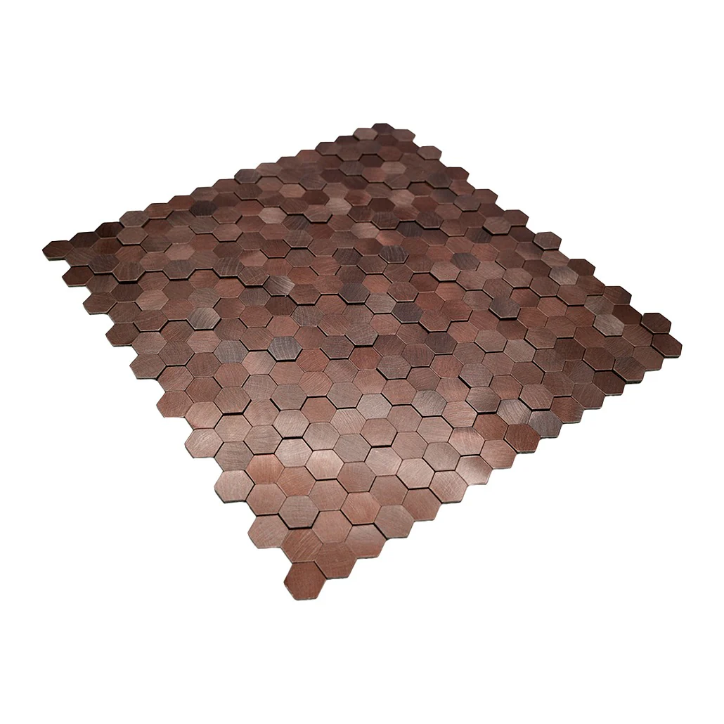 Zelfklevende Mozaïektegels Metaal | Mini Hexagon 3D Donkerkoper | 29,8×30,7 cm | Keuken, Bad & WC - Image 6
