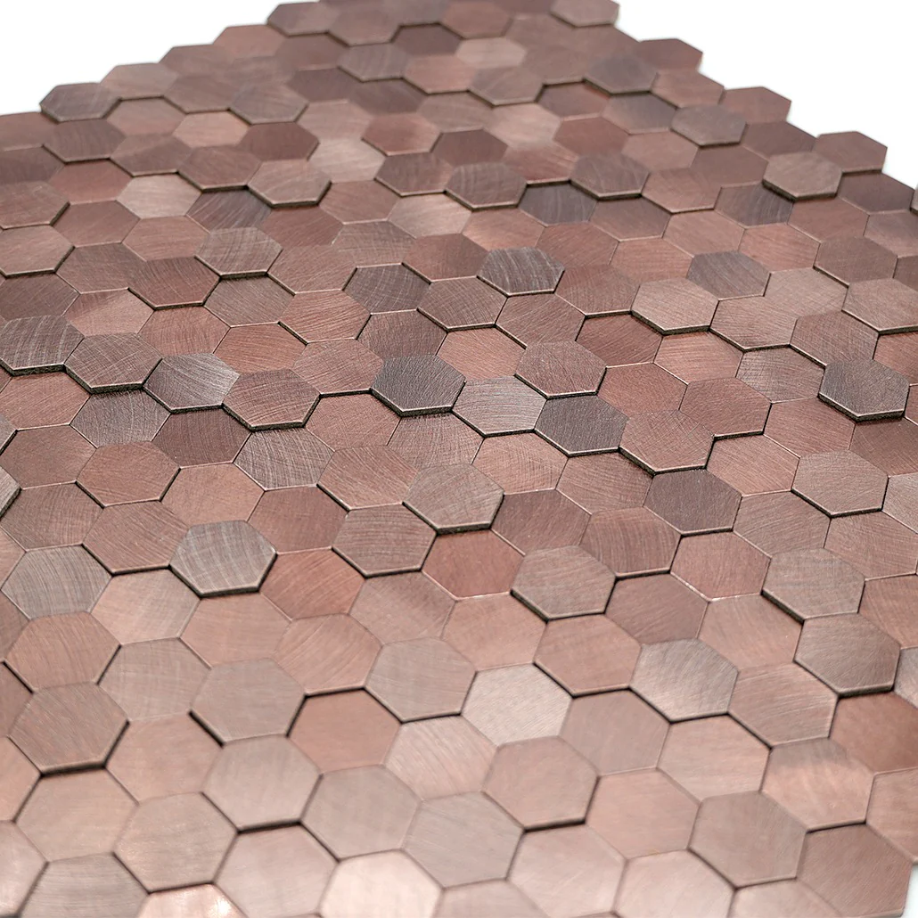 Zelfklevende Mozaïektegels Metaal | Mini Hexagon 3D Donkerkoper | 29,8×30,7 cm | Keuken, Bad & WC - Image 8