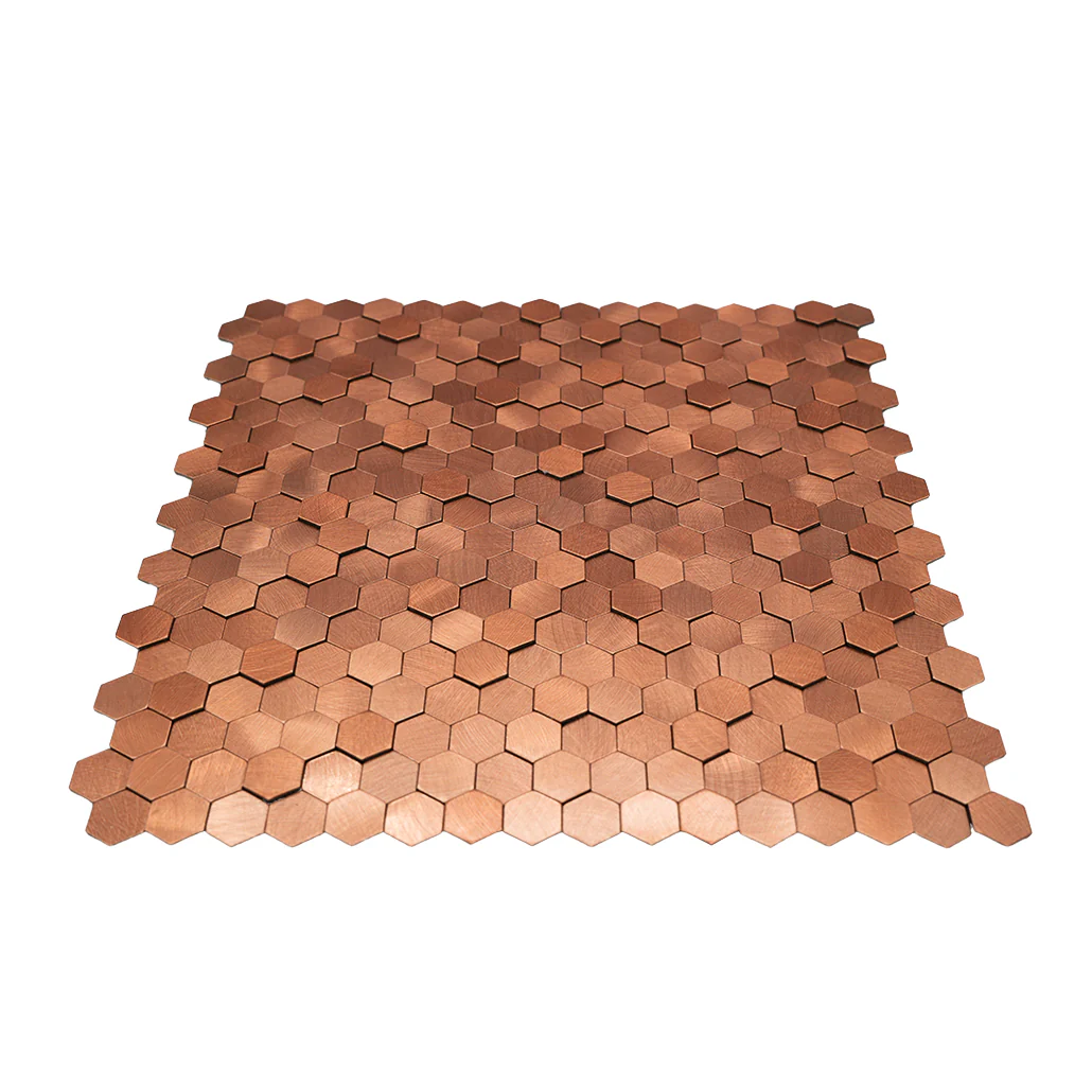 Zelfklevende Mozaïektegels Metaal | Mini Hexagon 3D Koper | 29,8×30,7 cm | Keuken, Bad & WC - Image 4