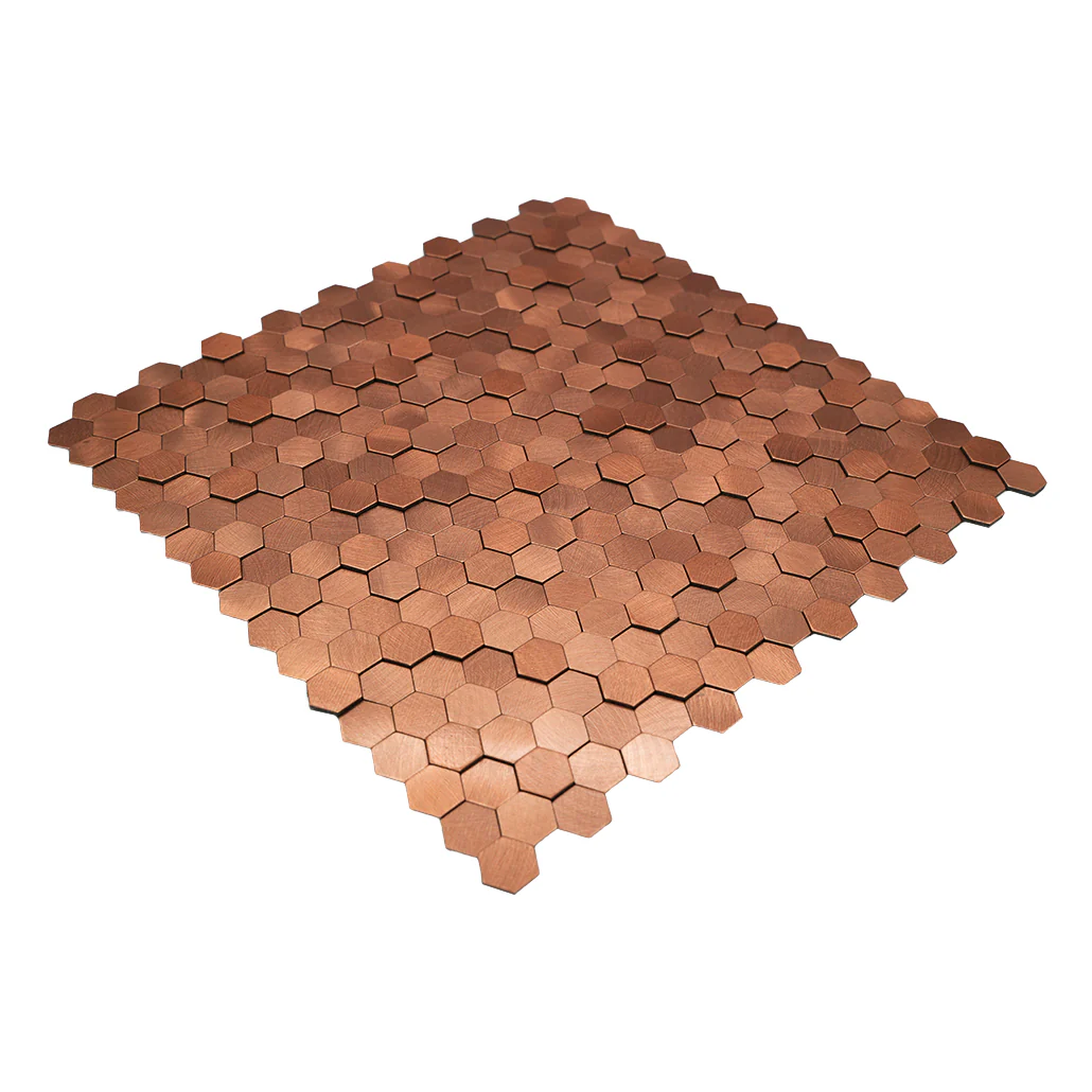 Zelfklevende Mozaïektegels Metaal | Mini Hexagon 3D Koper | 29,8×30,7 cm | Keuken, Bad & WC - Image 6