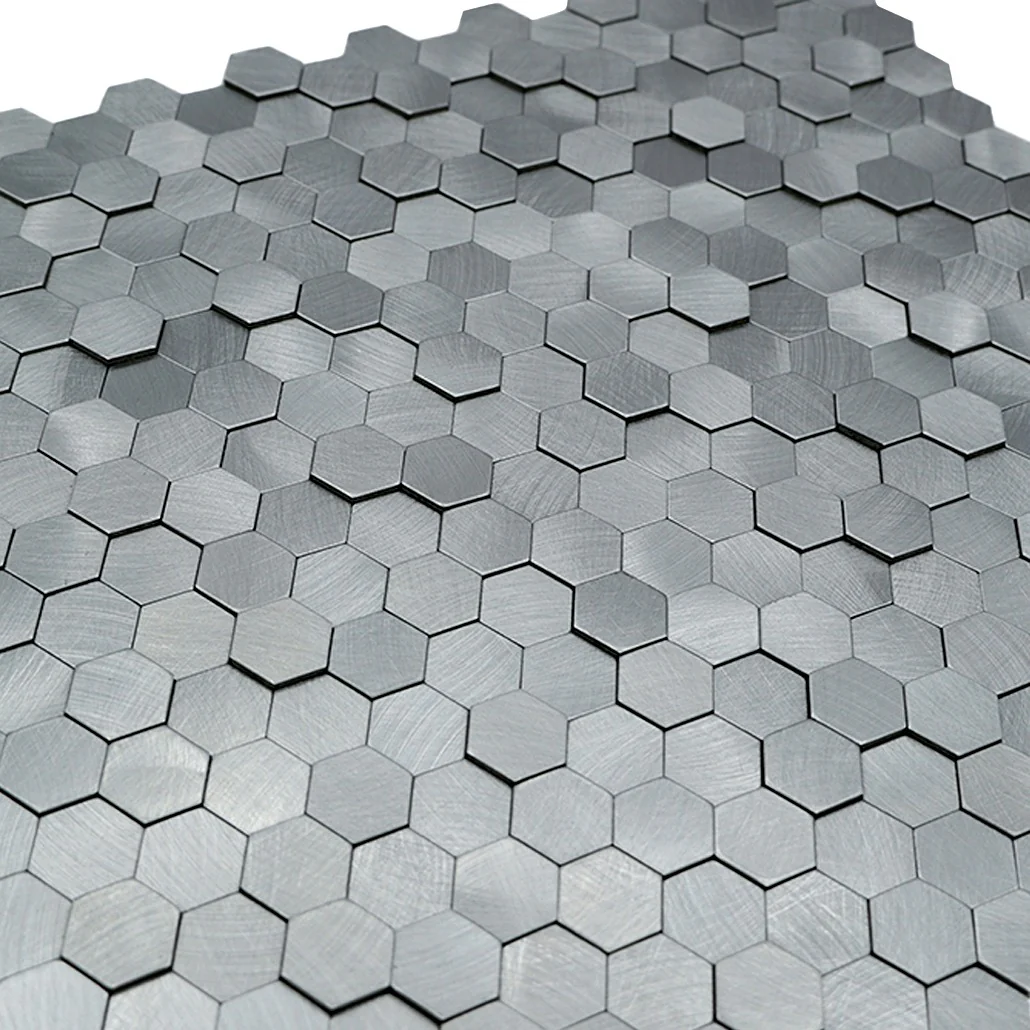 Zelfklevende Mozaïektegels Metaal | Mini Hexagon 3D Grijs | 29,8×30,7 cm | Keuken, Bad & WC - Image 8