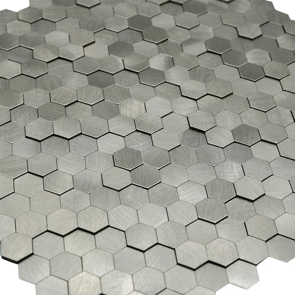 Zelfklevende Mozaïektegels Metaal | Mini Hexagon 3D Zilver | 29,8×30,7 cm | Keuken, Bad & WC - Image 8