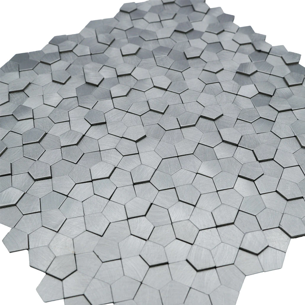 Zelfklevende Mozaïektegels Metaal | Pentagon 3D Zilver | 28,2×28,2 cm | Keuken, Bad & WC - Image 8
