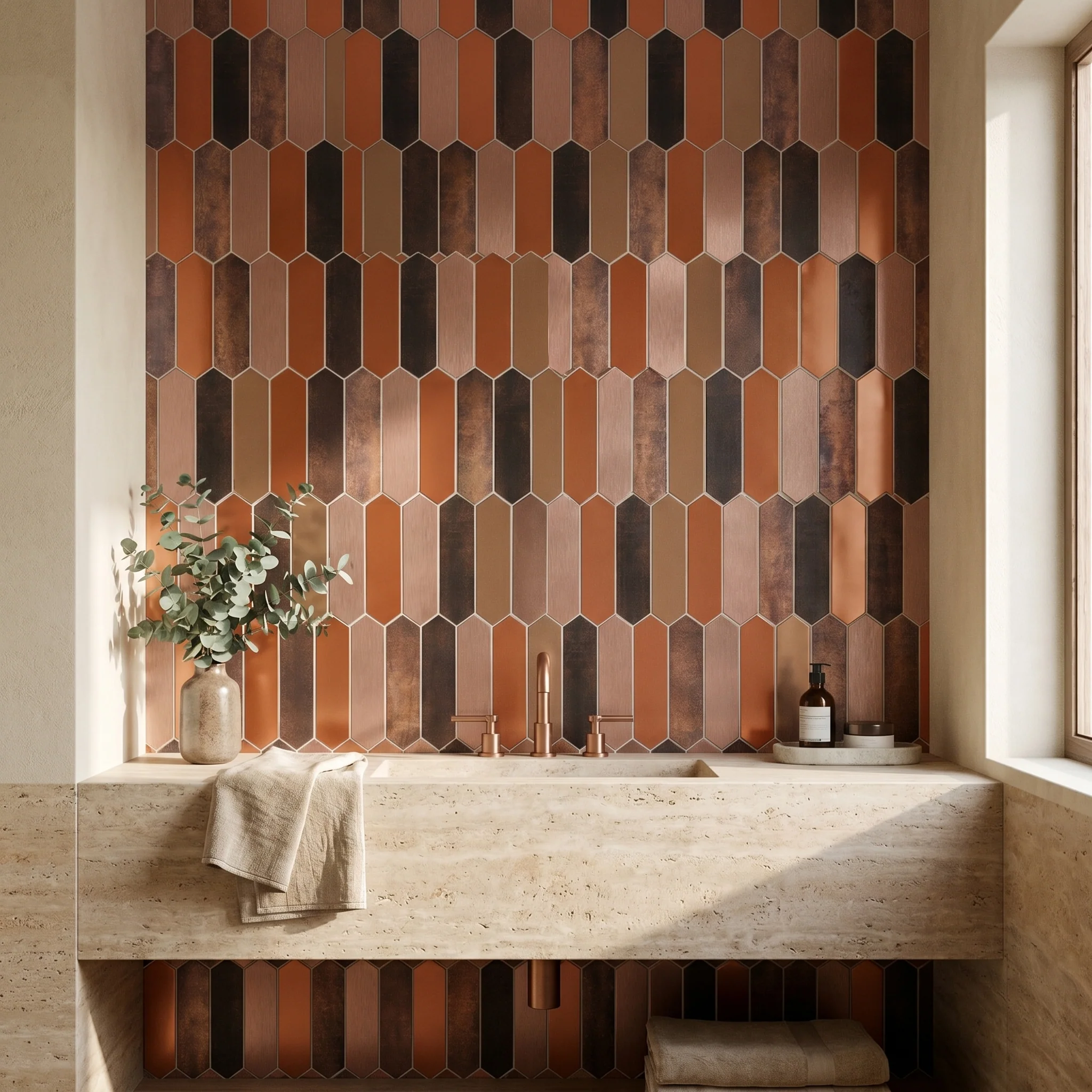 Zelfklevende Mozaïektegels Metaal | Picket Terracotta | 28,2×27,3 cm | Keuken, Bad & WC - Image 5