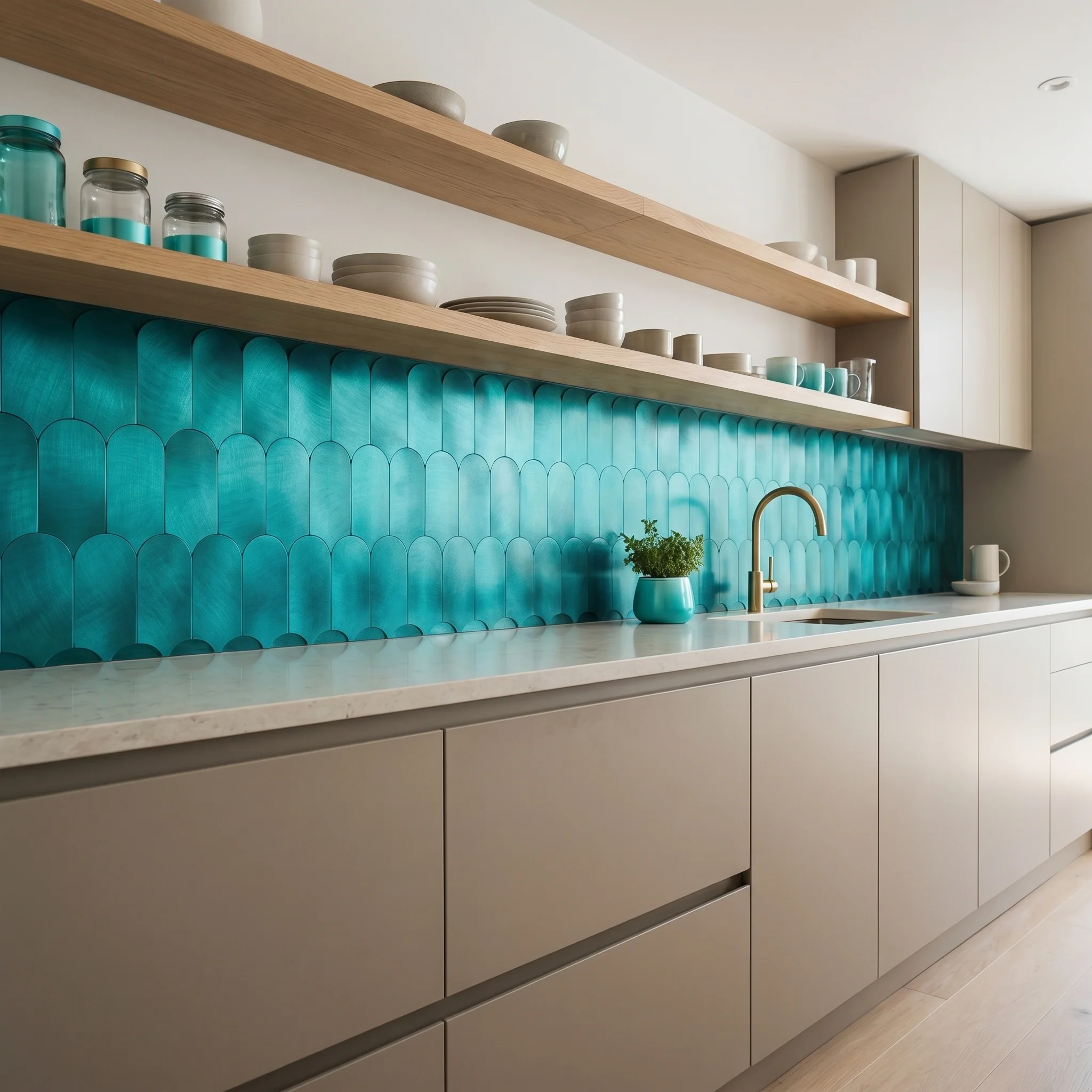 Zelfklevende Mozaïektegels Metaal | Arch Turquoise | 28,8×29,8 cm | Keuken, Bad & WC - Image 3