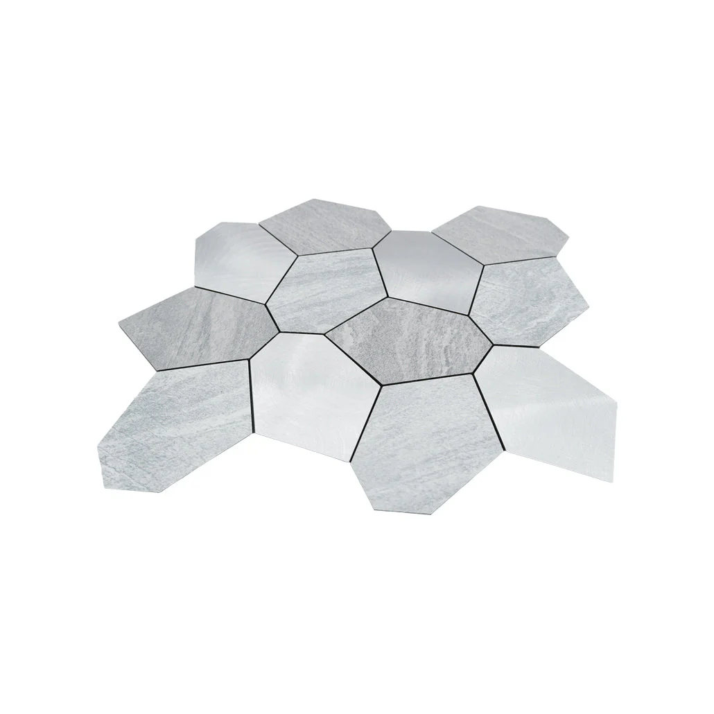 Zelfklevende Mozaïektegels Metaal | Polygoon Zilver | 30×26,2 cm | Keuken, Bad & WC - Image 4