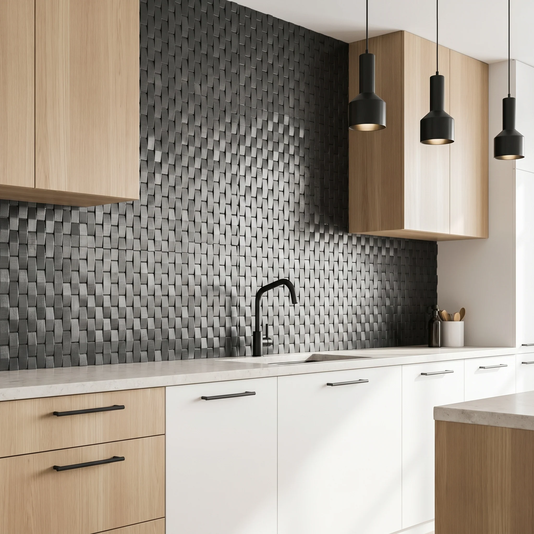 Zelfklevende Mozaïektegels Metaal | Steenstrip 3D Antraciet | 30×29,8 cm | Keuken, Bad & WC - Image 3