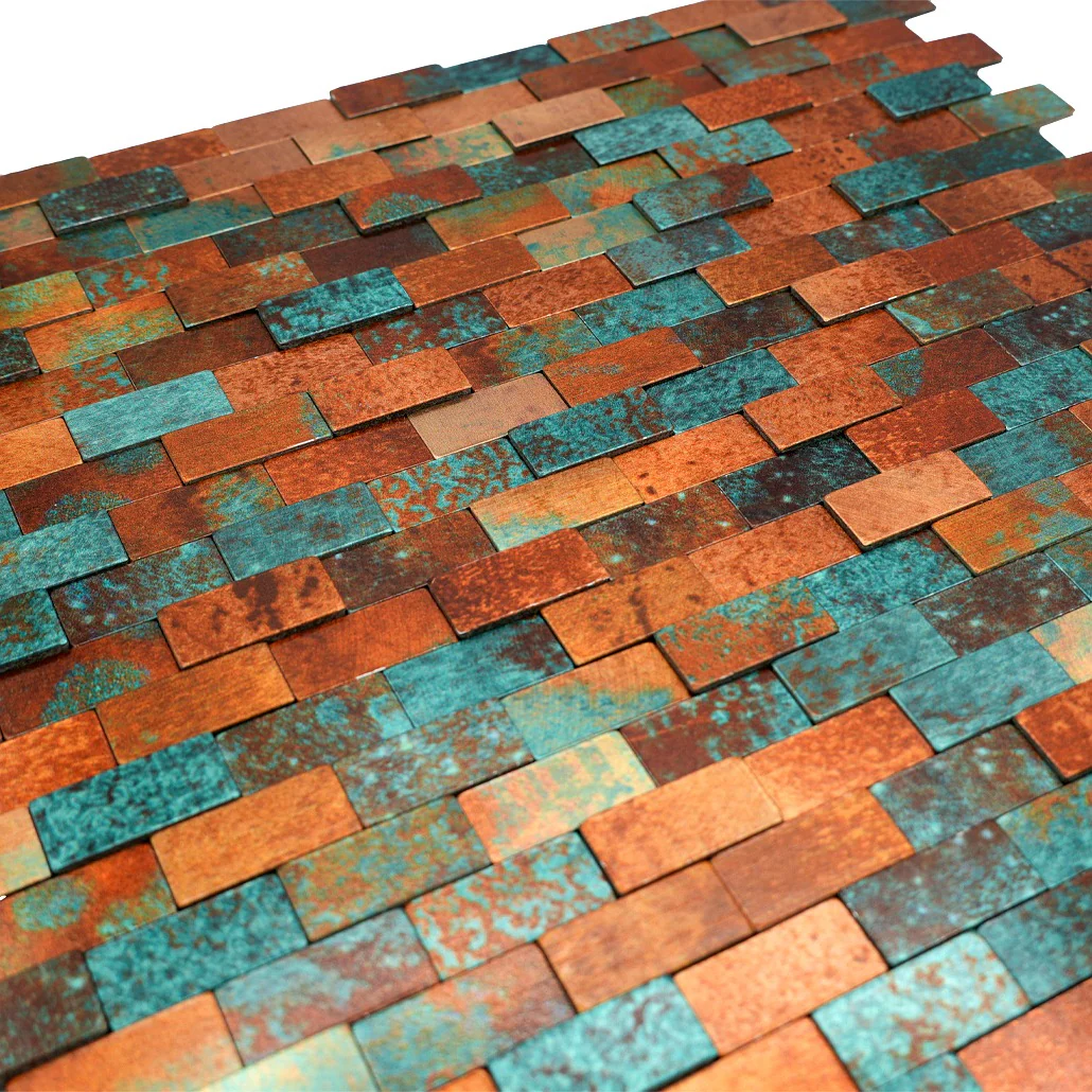 Zelfklevende Mozaïektegels Metaal | Steenstrip 3D Patina Koper | 30×29,8 cm | Keuken, Bad & WC - Image 8