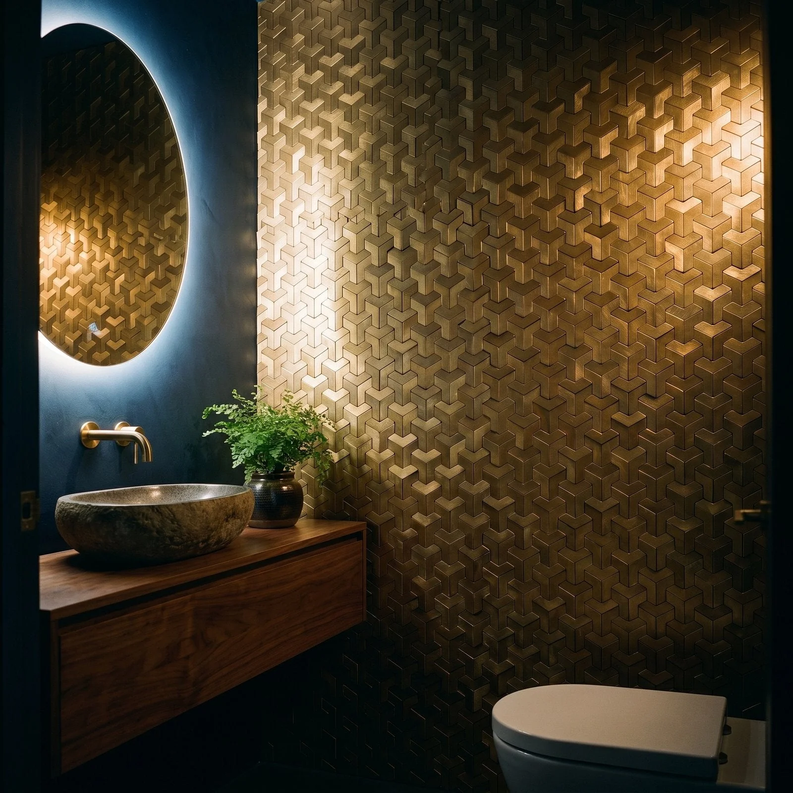 Zelfklevende Mozaïektegels Metaal | Trifold 3D Goud | 30,3×28 cm | Keuken, Bad & WC - Image 5
