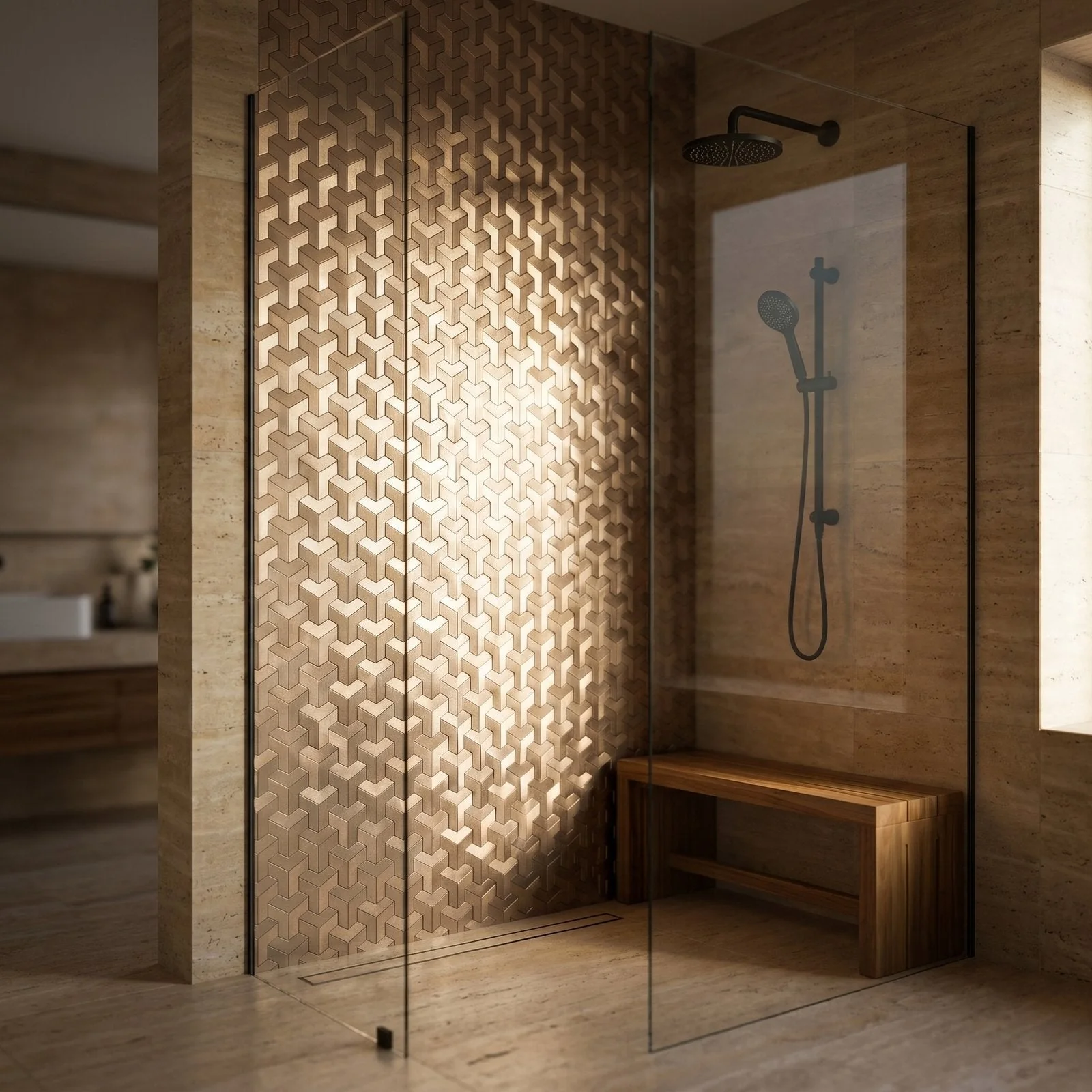 Zelfklevende Mozaïektegels Metaal | Trifold 3D Naturel | 30,3×28 cm | Keuken, Bad & WC - Image 3
