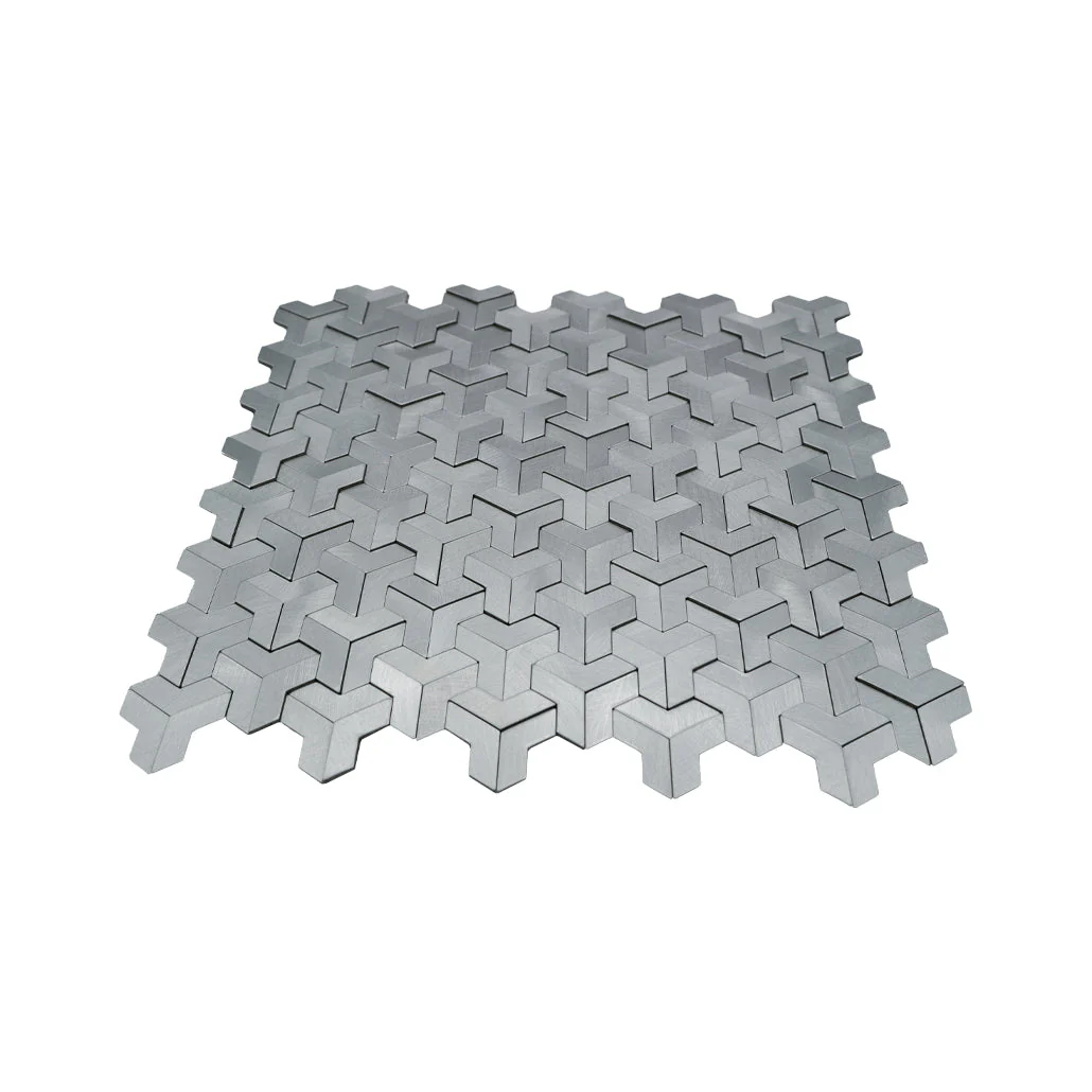 Zelfklevende Mozaïektegels Metaal | Trifold 3D Zilver | 30,3×28 cm | Keuken, Bad & WC - Image 4