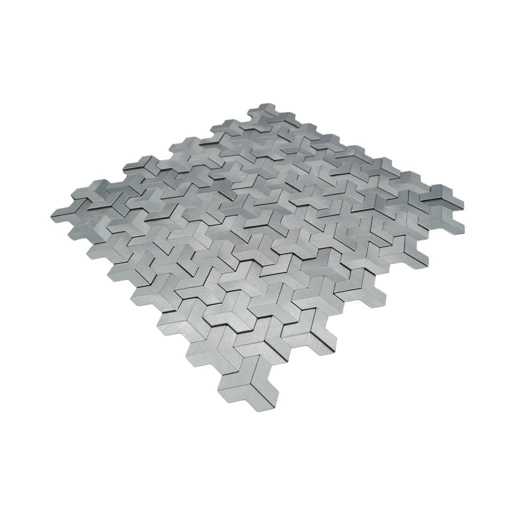 Zelfklevende Mozaïektegels Metaal | Trifold 3D Zilver | 30,3×28 cm | Keuken, Bad & WC - Image 6