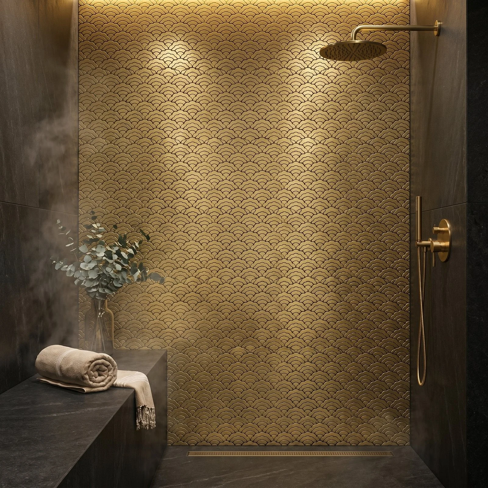 Zelfklevende Mozaïektegels Metaal | Waaier Goud | 26,8×28,1 cm | Keuken, Bad & WC - Image 3