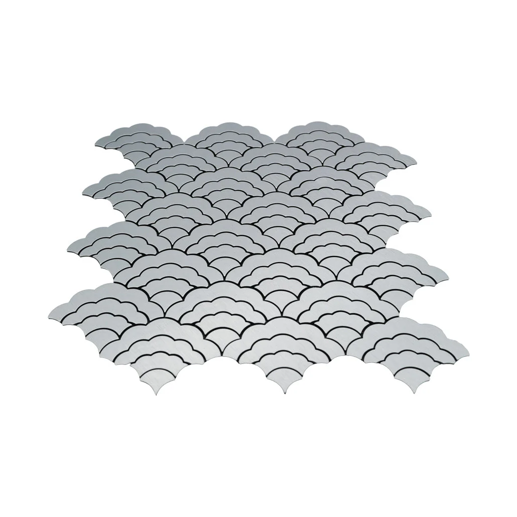 Zelfklevende Mozaïektegels Metaal | Waaier Zilver | 26,8×28,1 cm | Keuken, Bad & WC - Image 4